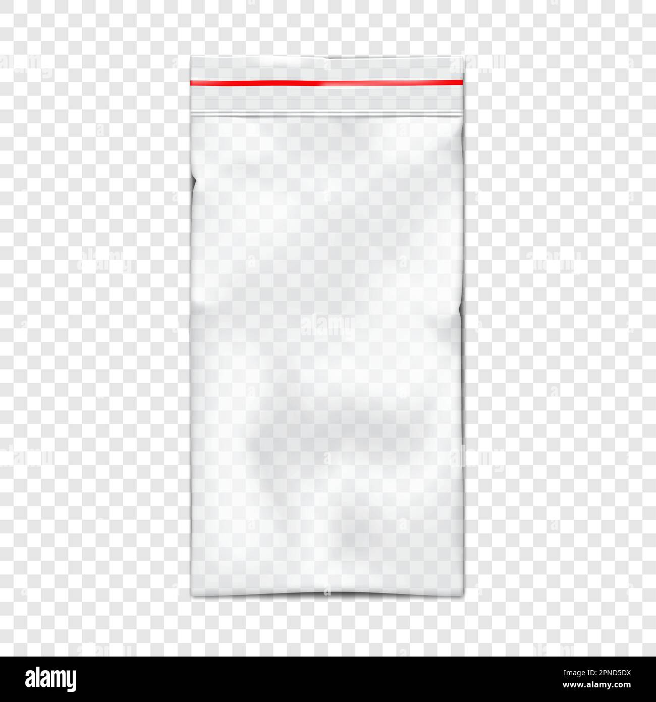 Clear PVC pouch with zip lock on transparent background vector mockup. Blank empty zipper
