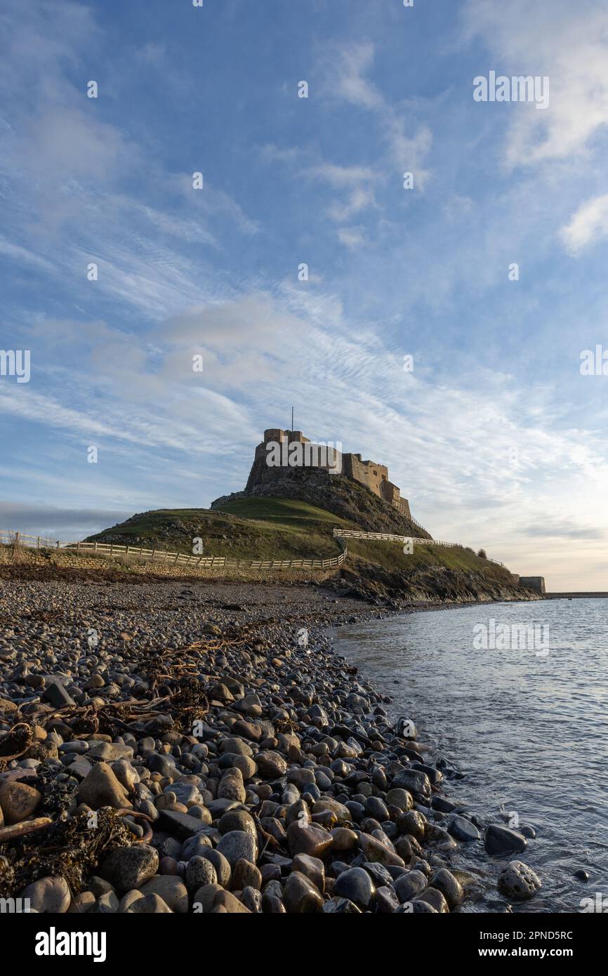 18.10.22 Lindisfarne Castle on Holy Island of Lindisfarne in Northumberland, England. Lindisfarne Castle is a 16th-century castle on Holy Island. Phot Stock Photo