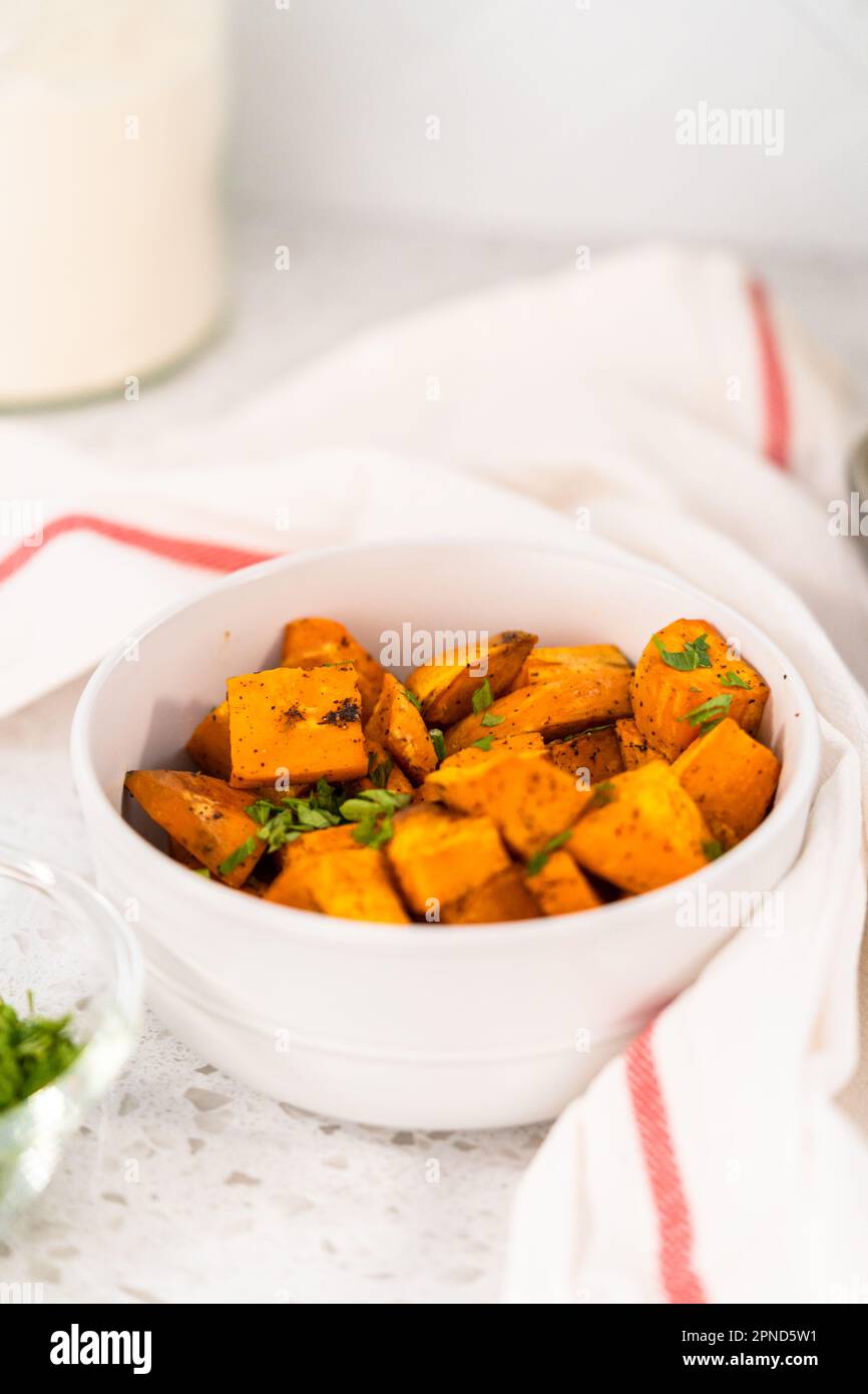 Simple Roasted Sweet Potatoes Stock Photo - Alamy