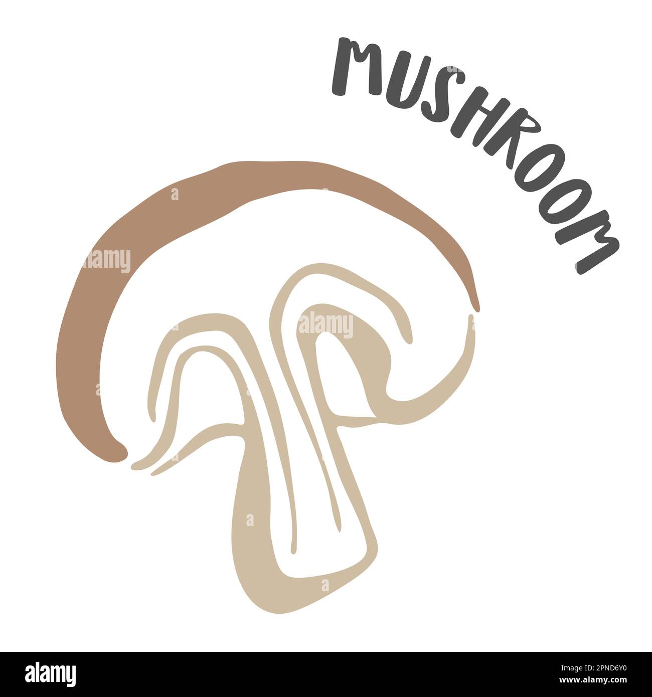 Mushroom drawing hand painted with ink brush isolated on white background. Vector illustration Stock Vector