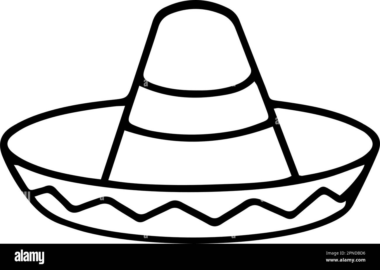 Mexican sombrero with ornament design on top. Vector icon of