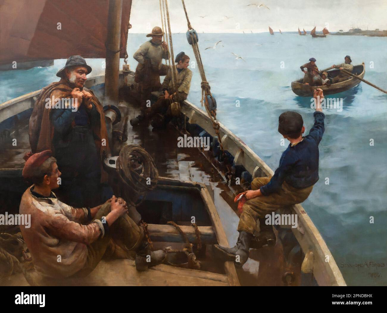 Off to the Fishing Grounds, Stanhope Alexander Forbes, 1886, Stock Photo
