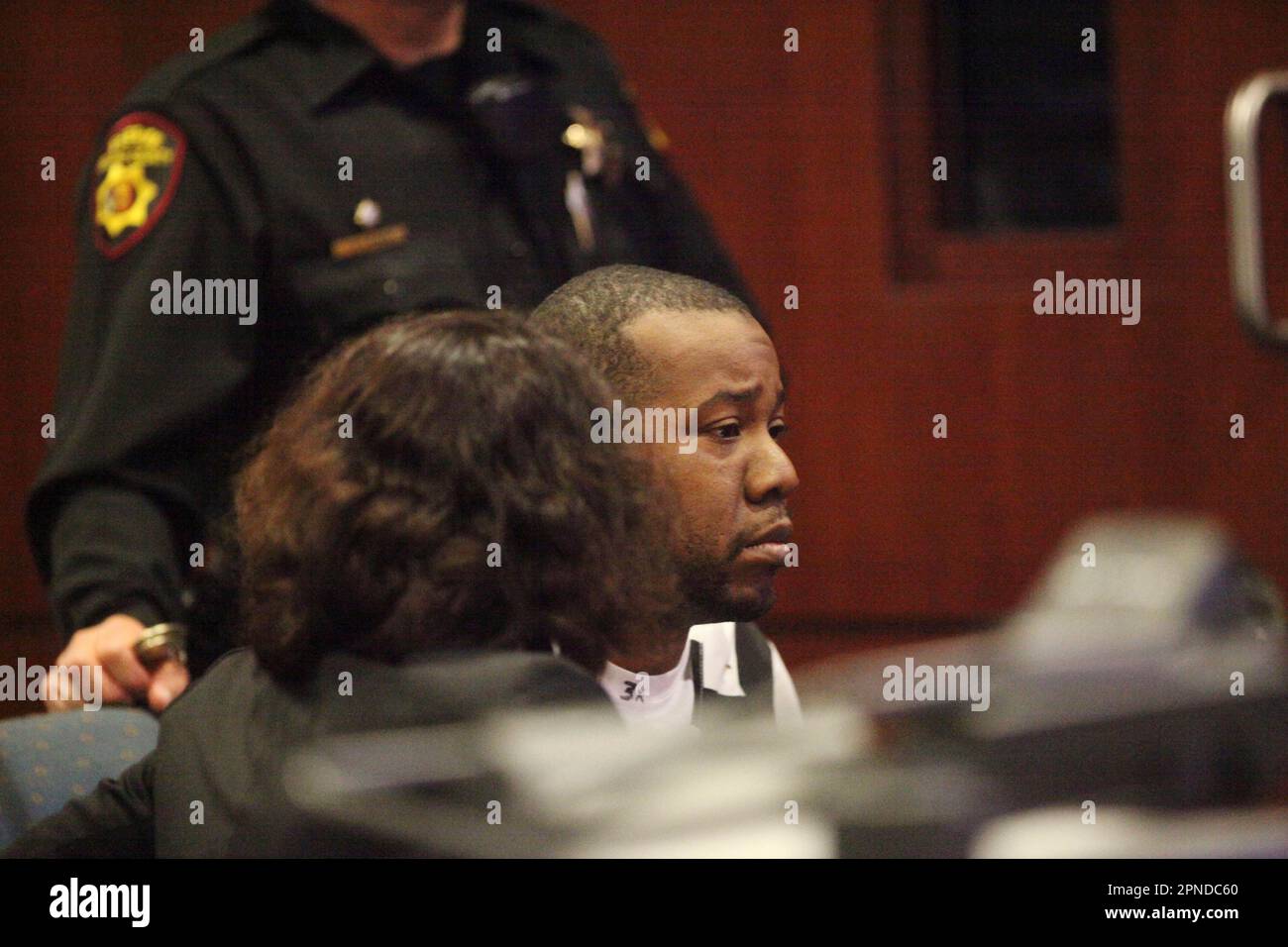 Anthony Lamar Jones (right) of Fairfield appears for an arraignment in  Department 17 at the Law and Justice Center, Superior Court of California,  County of Solano for the kidnapping, rape, and murder