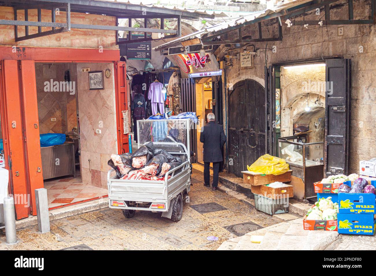 Meat in black plastic bags being delivered to butchers in the Muslim