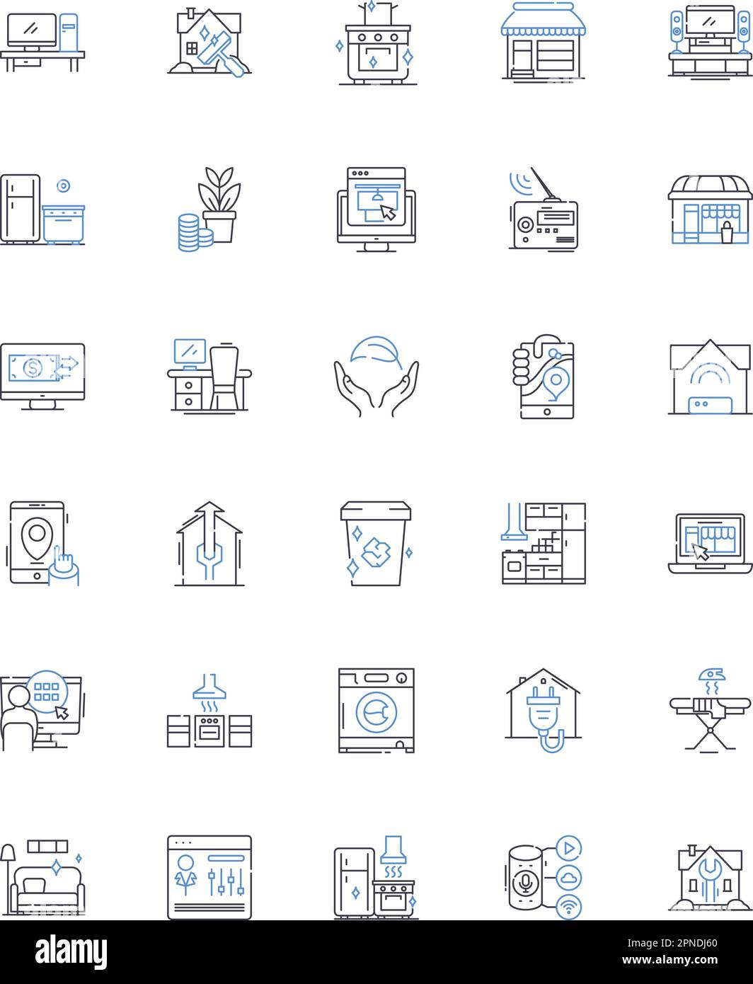 Hi-tech habitat line icons collection. Smart, Futuristic, Technological, Automated, Efficient, Sustainable, Innovative vector and linear illustration Stock Vector