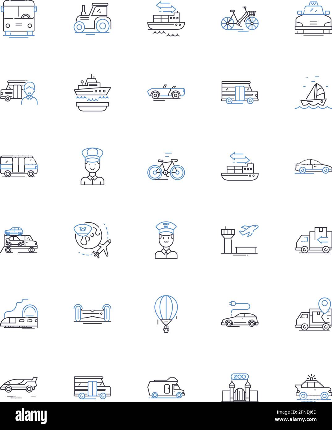 Mobility line icons collection. Transportation, Commuting, Access, Movement, Transit, Navigation, Travel vector and linear illustration. Locomotion Stock Vector