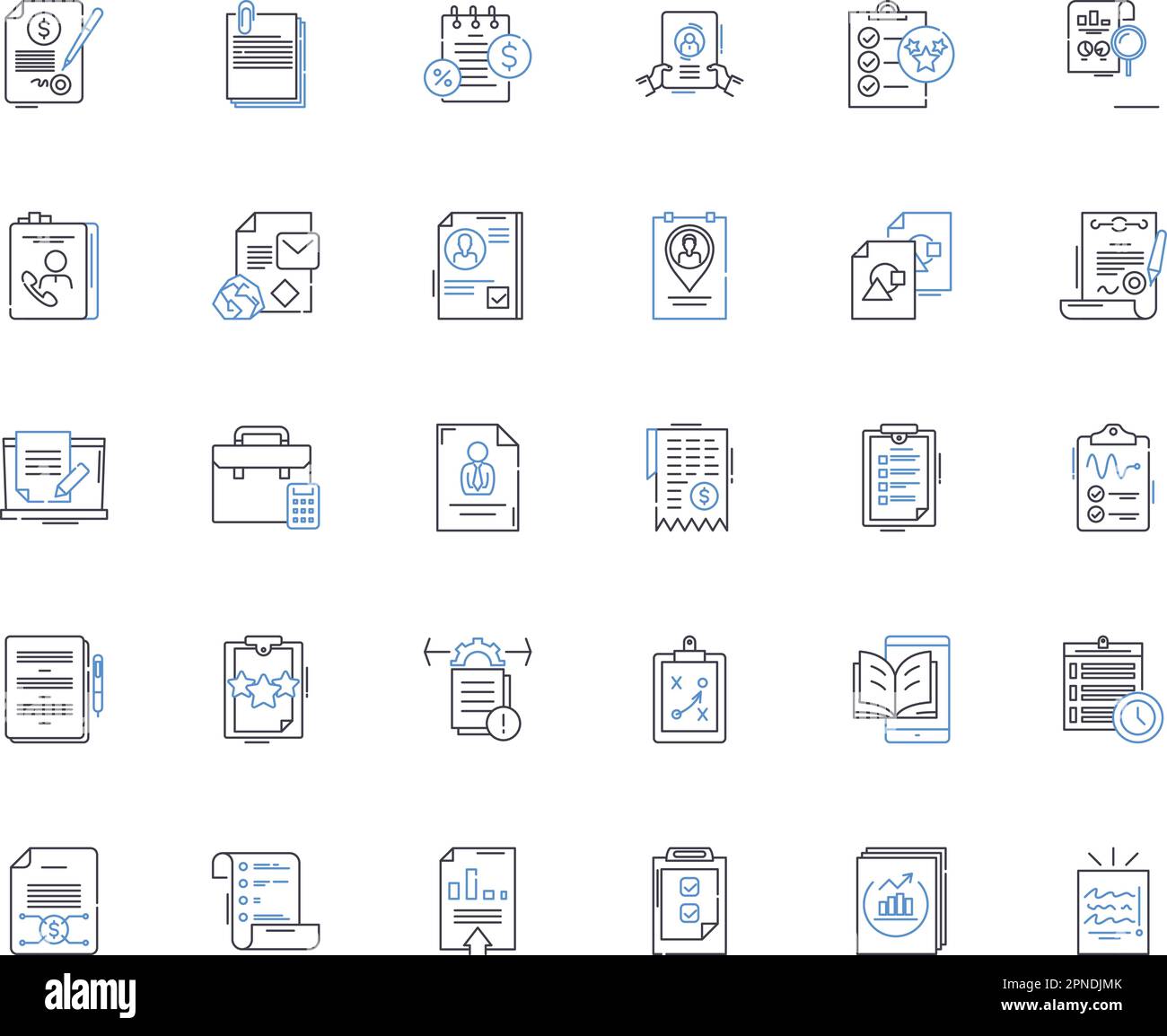 Records line icons collection. Archive, Catalogue, Compilation, Data, Discography, Documents, Evidence vector and linear illustration. Files,History Stock Vector