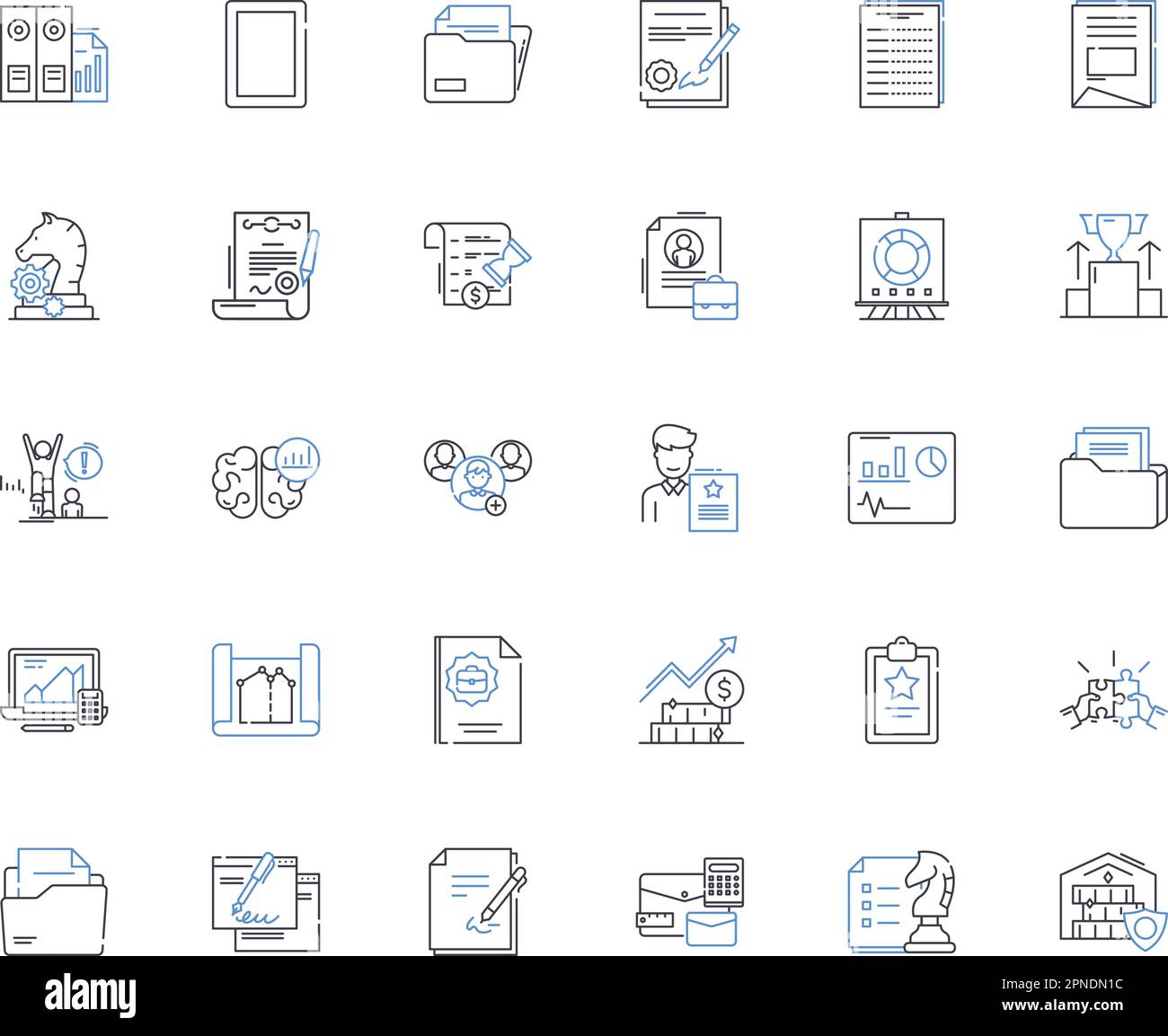 Red tape line icons collection. Bureaucracy, Formality, Regulations, Hurdles, Obstacles, Delays, Restrictions vector and linear illustration Stock Vector