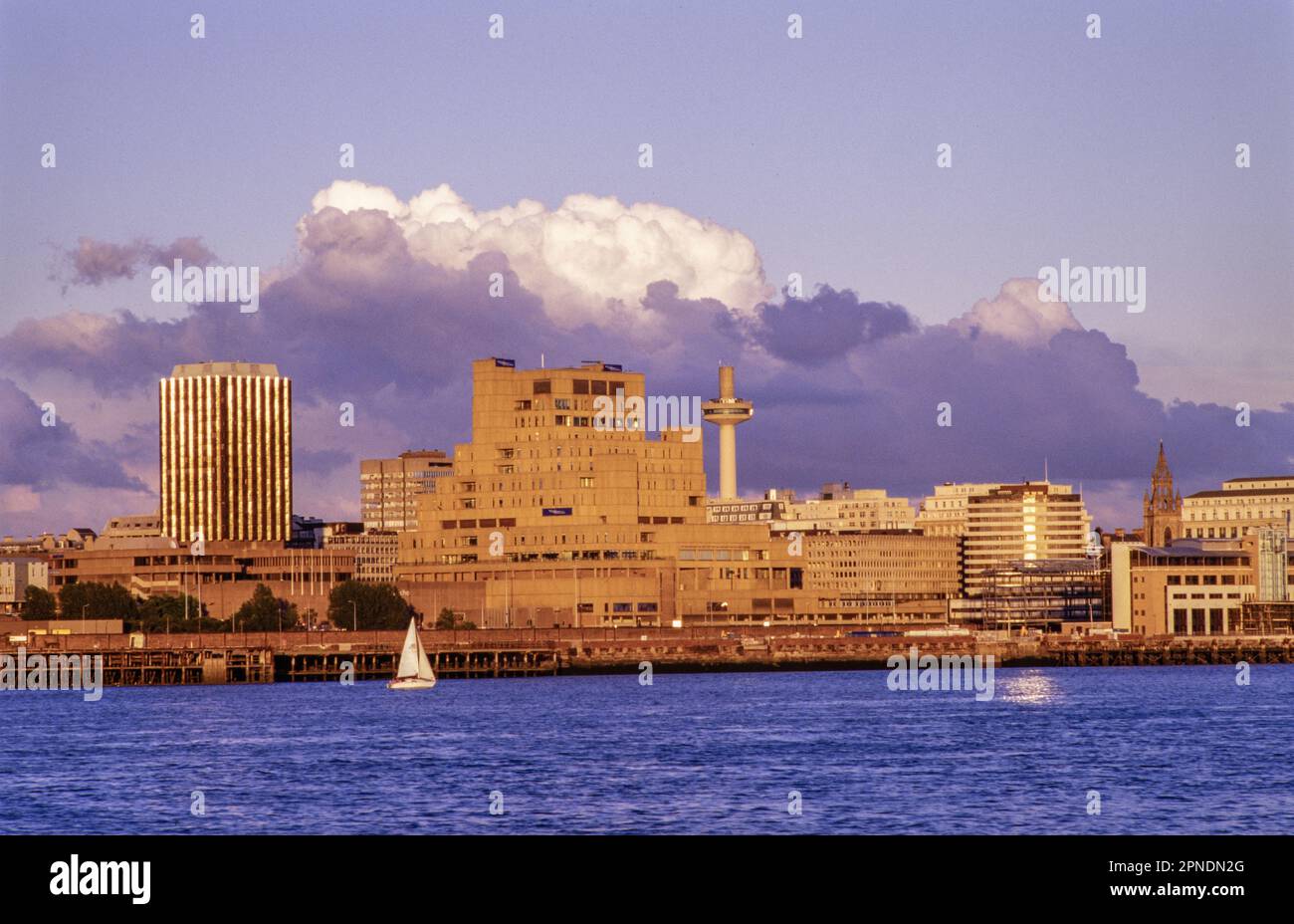 The Liverpool skyline from Birkenhead, in 1990Ís Stock Photo Alamy