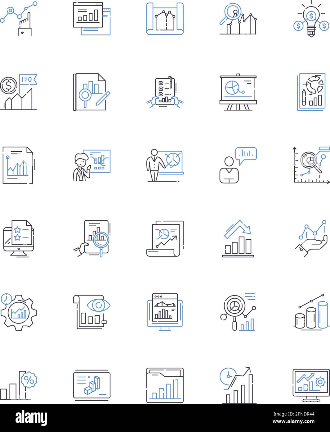 Financial Analysis line icons collection. Budgeting, Accounting, Forecasting, Valuation, Ratios, Analytics, Investment vector and linear illustration Stock Vector