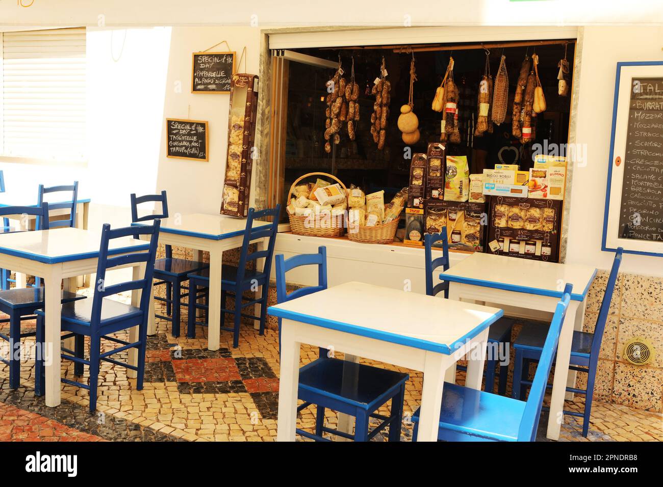 An Italian Restaurant, Old Town, Lagos, Algarve, Portugal Stock Photo