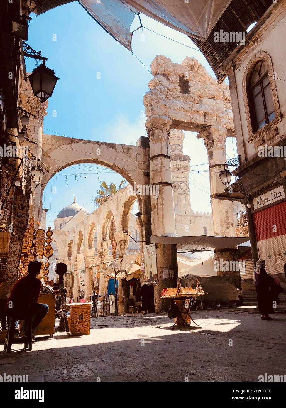 Damascus, Syria - April, 2023: Historic Architecture in Old Town of Damascus, Syria Stock Photo