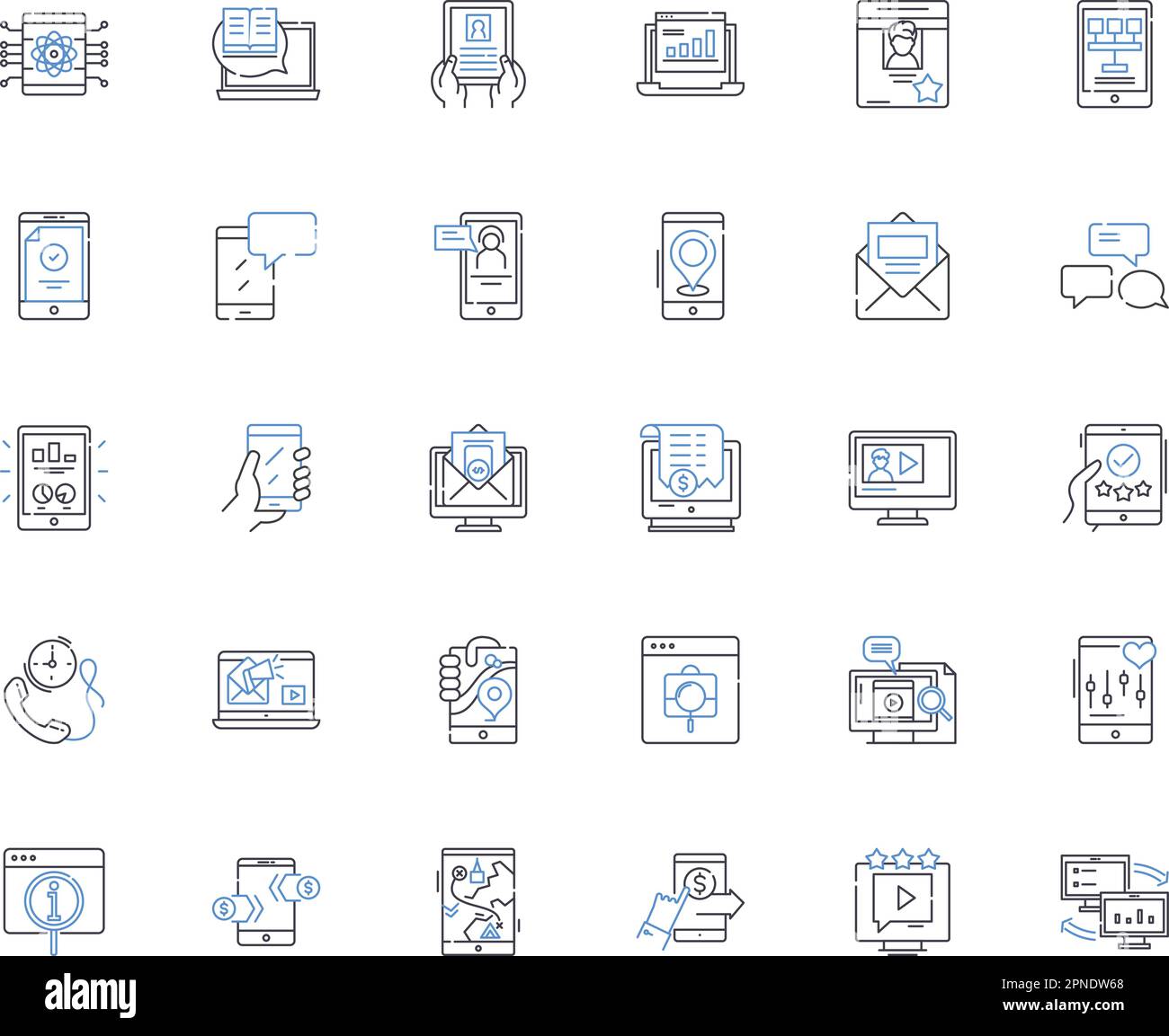 Wireless device line icons collection. Bluetooth, WiFi, LTE, G, Connection, Signal, Nerk vector and linear illustration. Transmission,Antenna,Radio Stock Vector