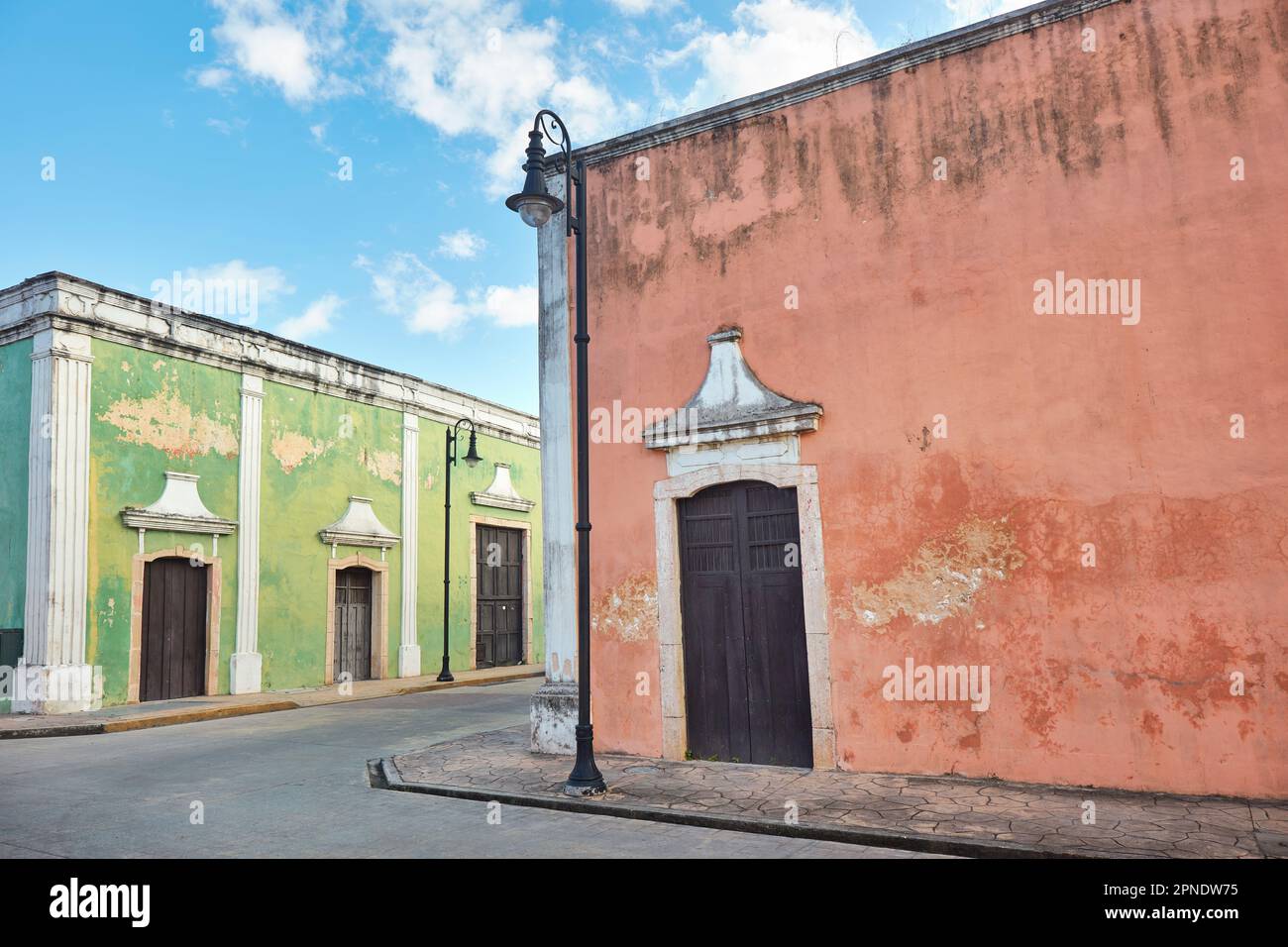 Colonial houses in Valladolid, Yucatan, Mexico. Stock Photo