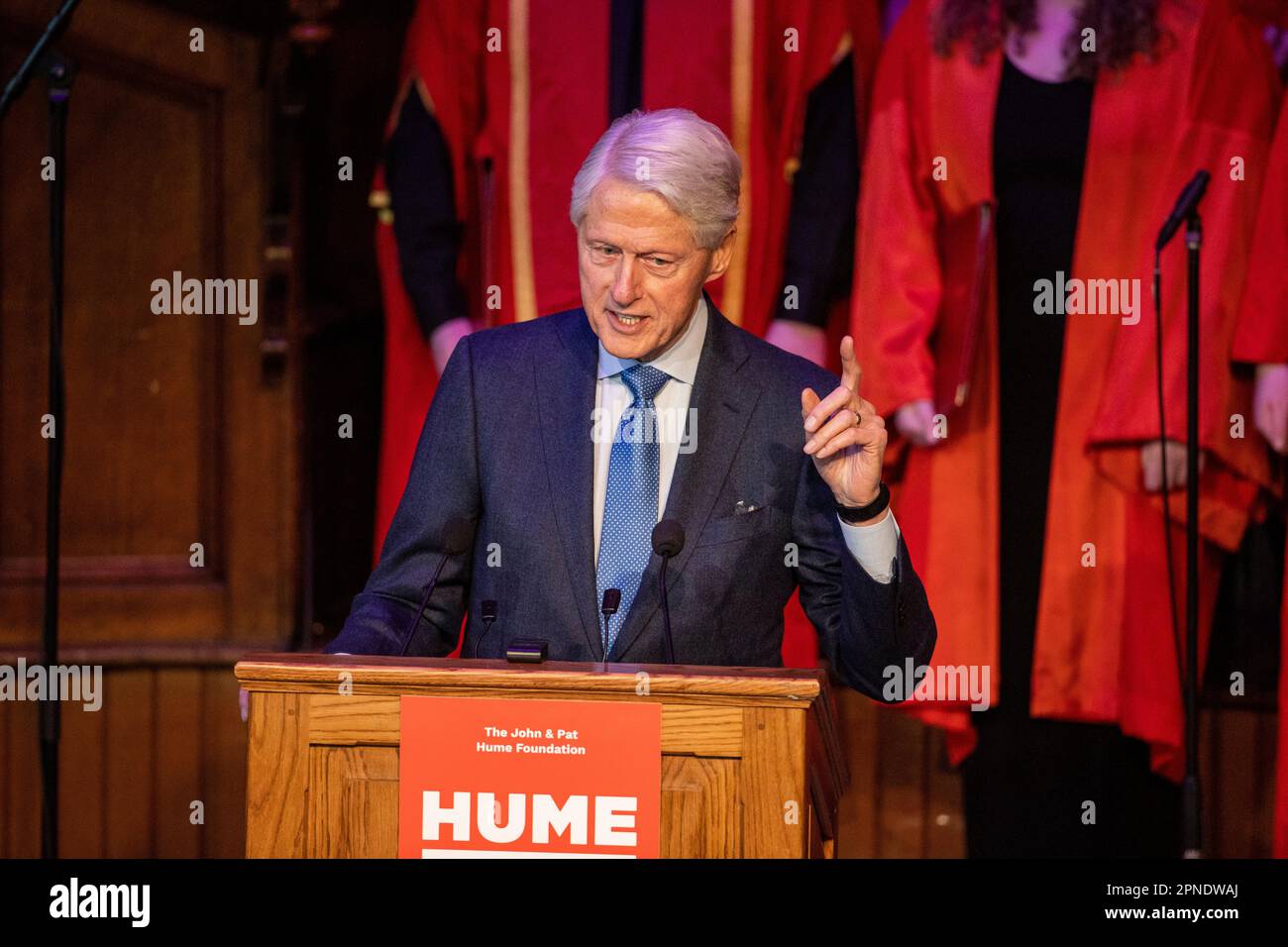 Former US president Bill Clinton gives a speech at a posthumous tribute ...