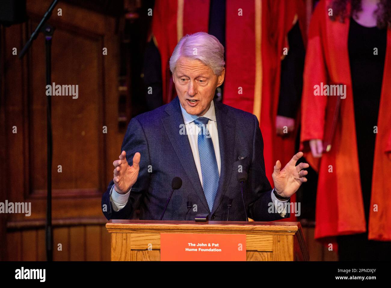 Former US president Bill Clinton gives a speech at a posthumous tribute ...