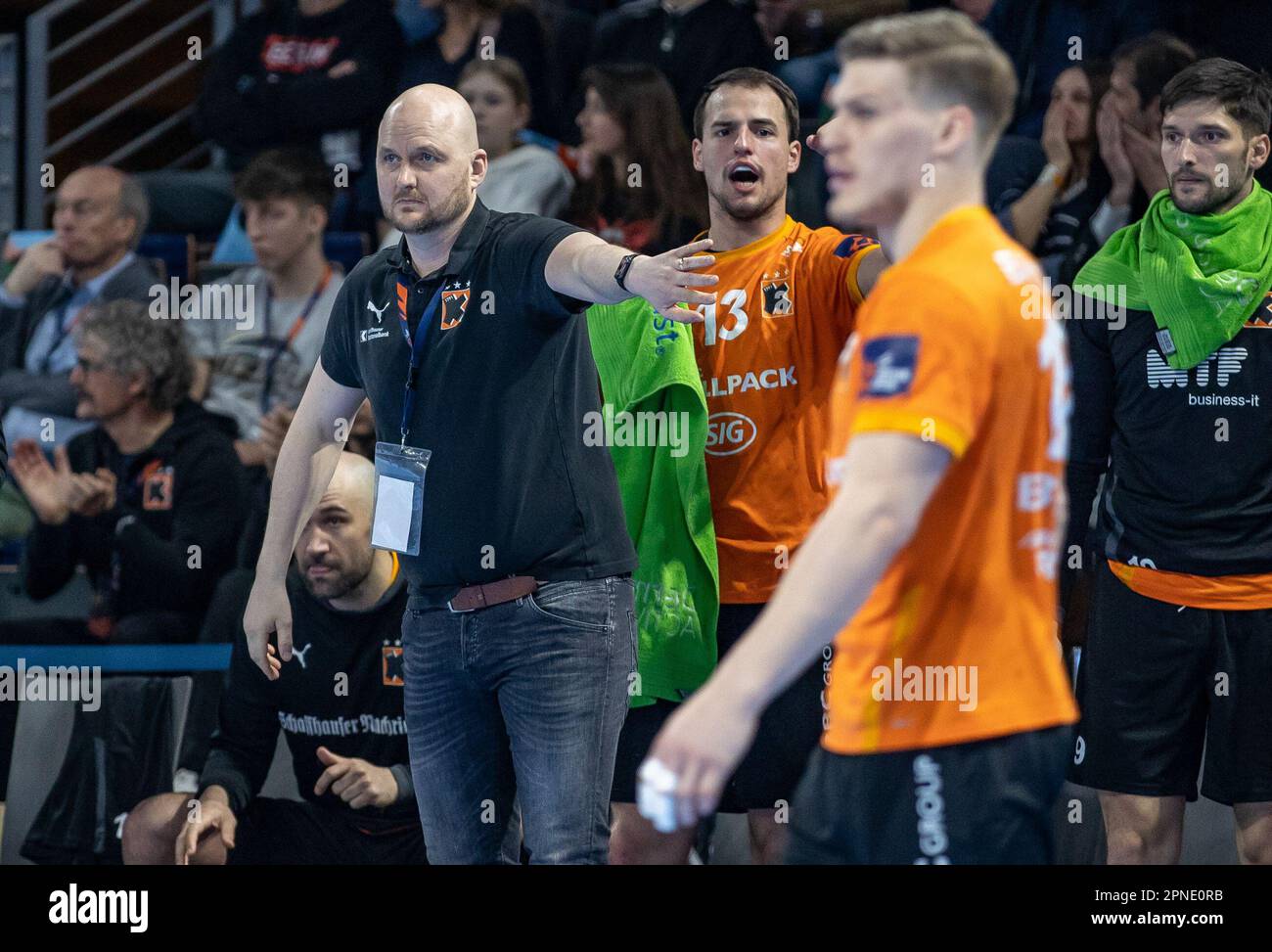 Berlin, Germany. 18th Apr, 2023. Handball EHF European League, Füchse Berlin Kadetten Berlin, Germany. 18th Apr, 2023. Handball EHF European League, Füchse Berlin Kadetten
