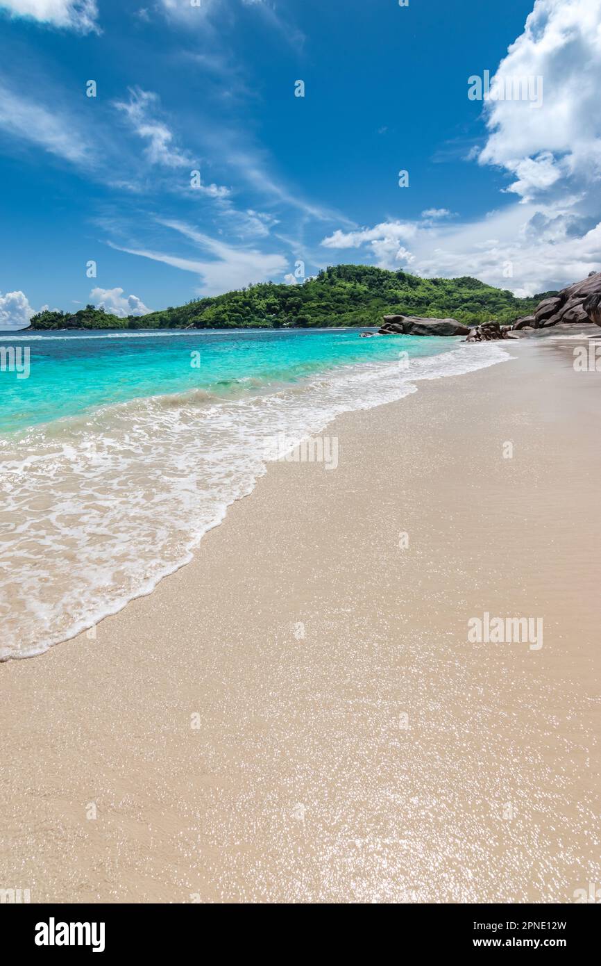 Beautiful beach at Seychelles - Mahé Island. Stock Photo