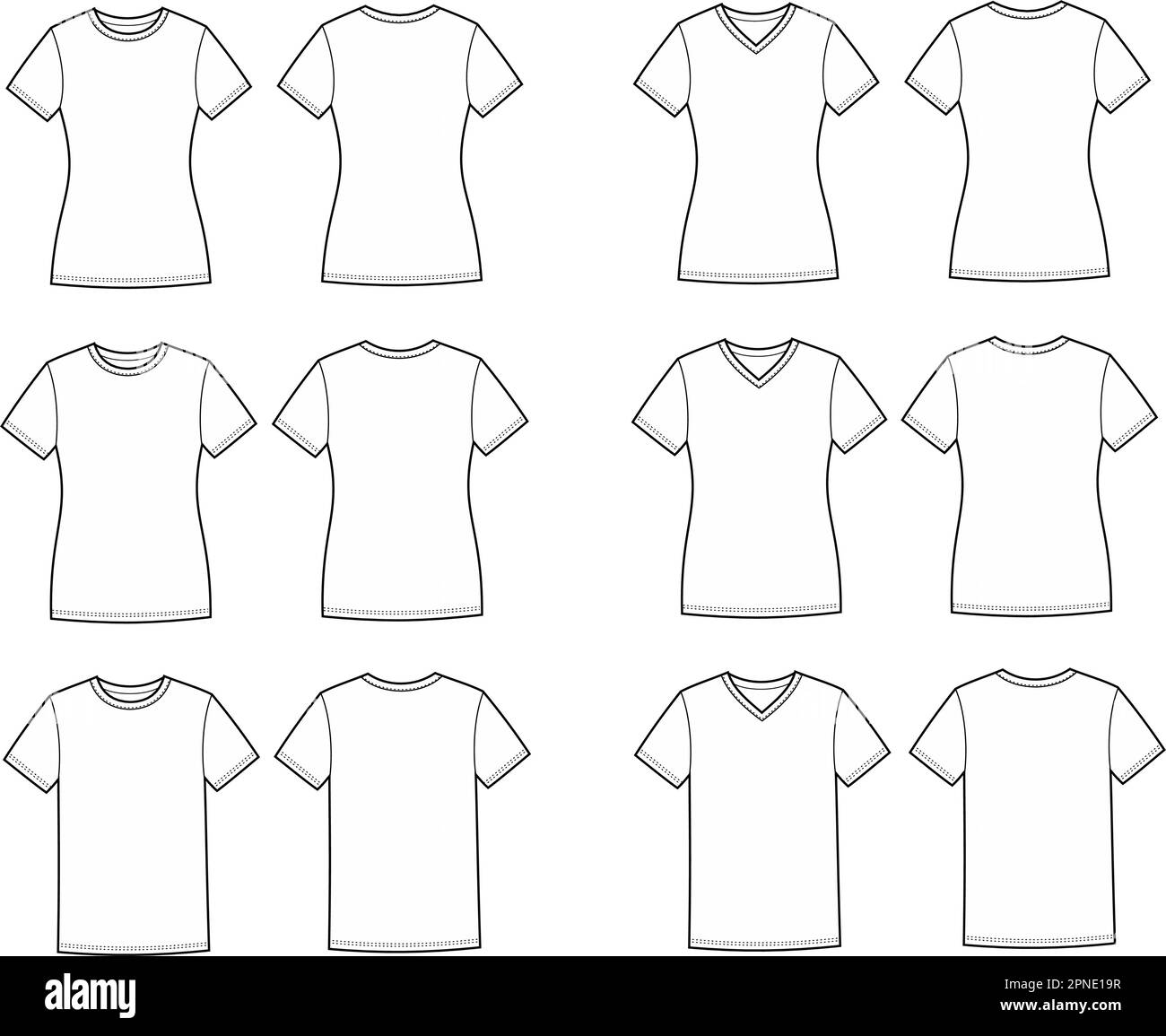 T shirt fashion CAD. Front and back.  Stock Vector