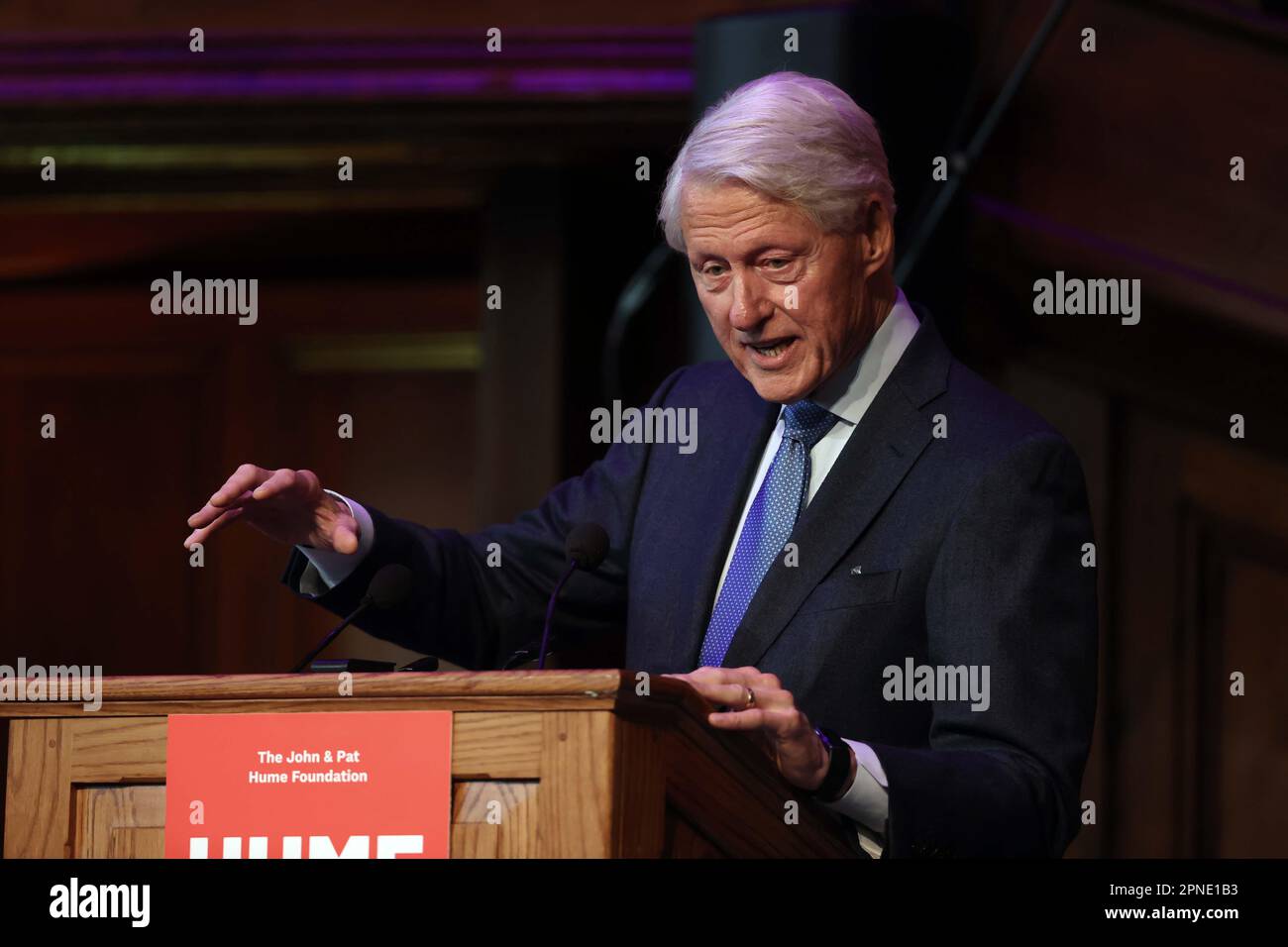 Former US president Bill Clinton gives a speech at a posthumous tribute ...