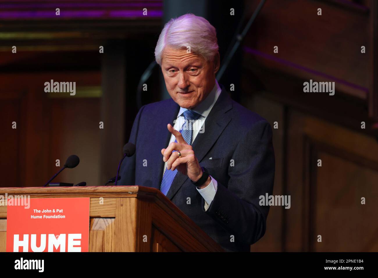 Former US president Bill Clinton gives a speech at a posthumous tribute ...