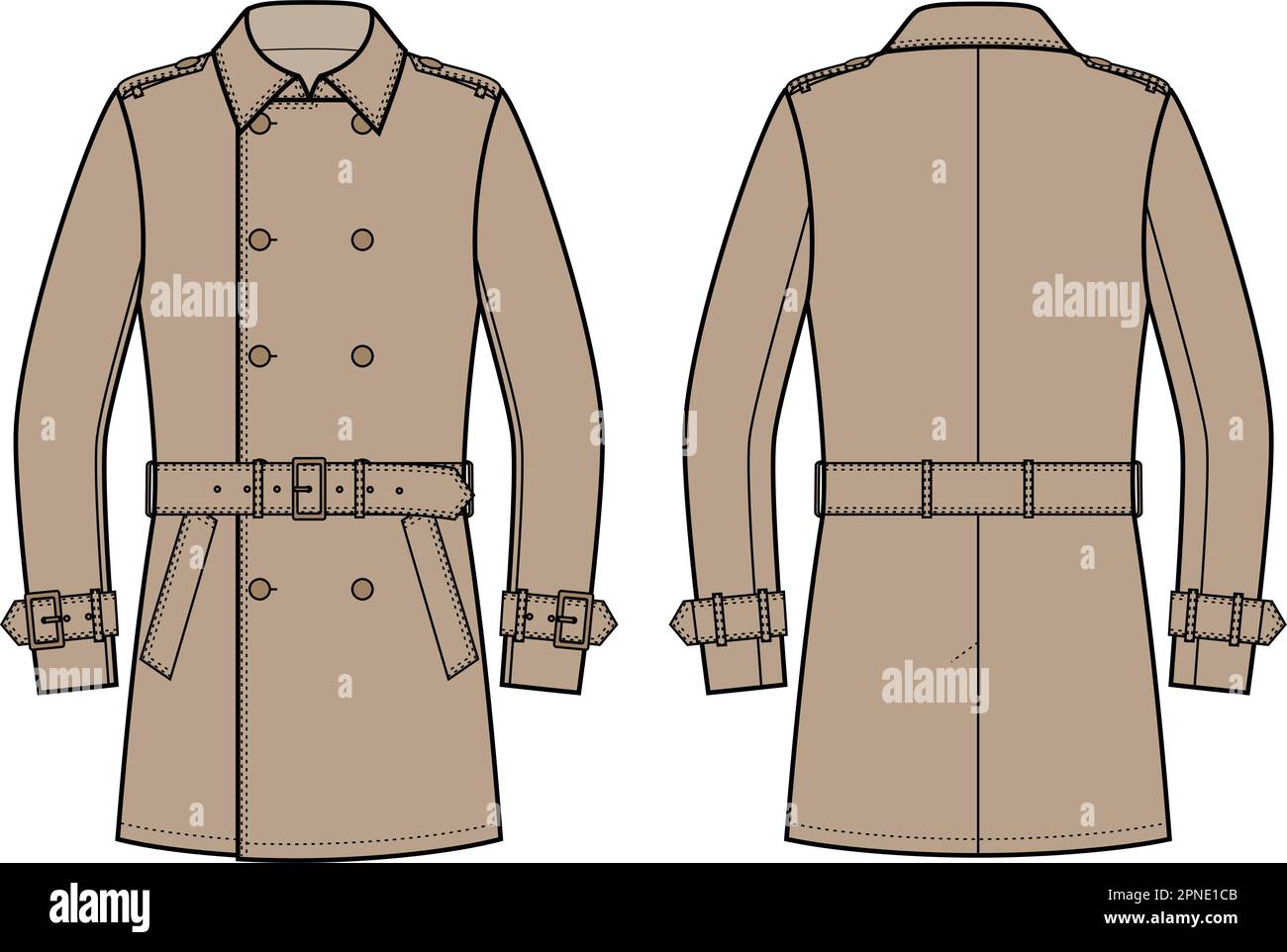 Mens double breasted trench coat Stock Vector Image & Art - Alamy