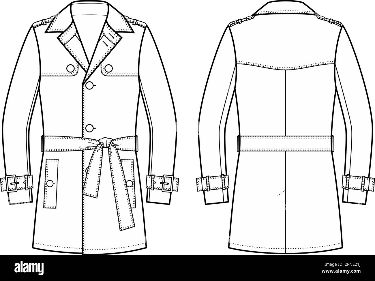 Mens trench coat. Fashion CAD. Stock Vector