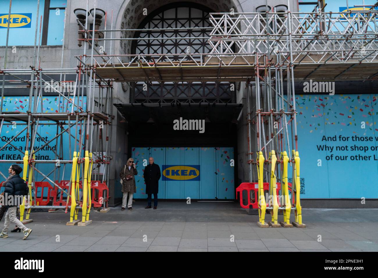 London UK. 18 April 2023. Scaffolding erected on the exterior of the
