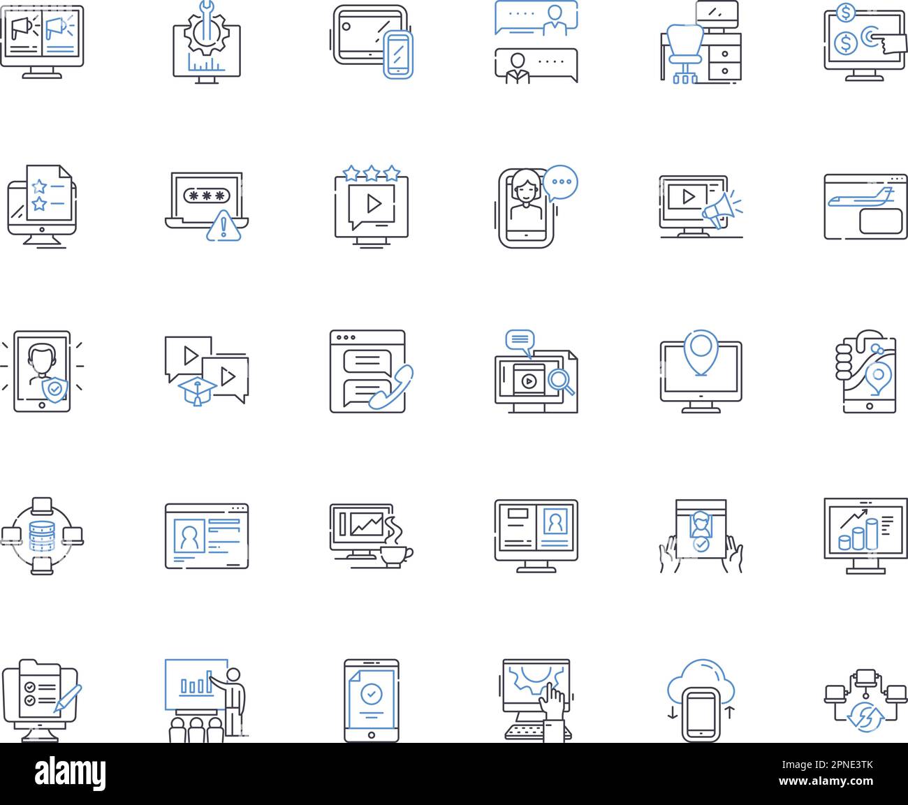 Machinenery line icons collection. Automation, Engine, Parts ...