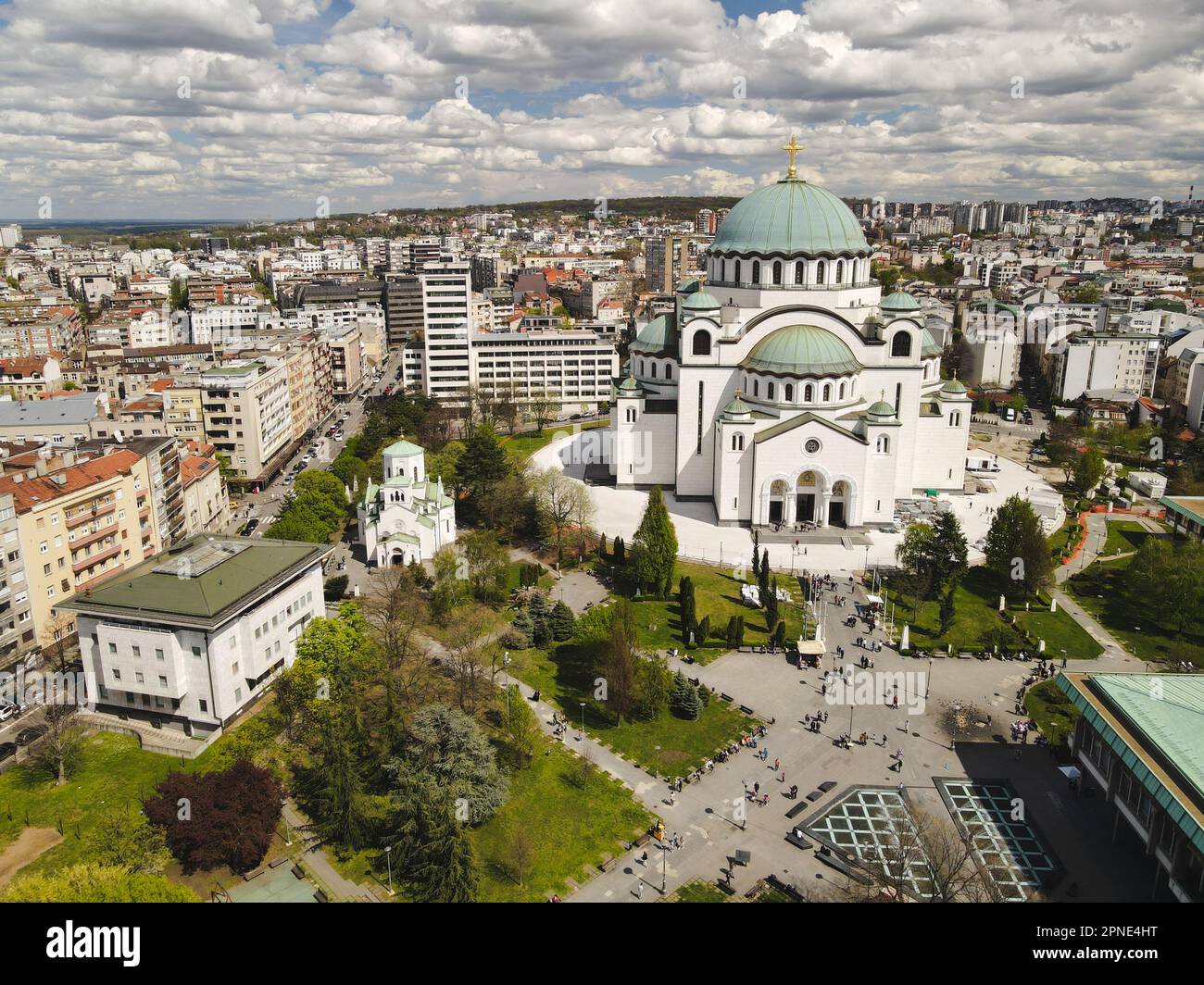 Belgrade cityscape. Aerial panorama of an old Belgrade capital of ...