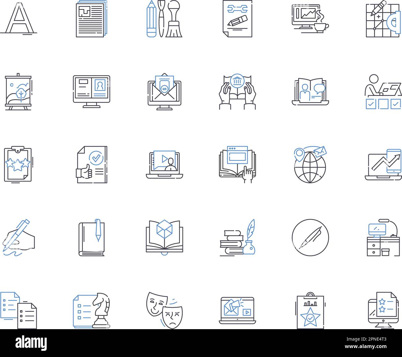 Anthology line icons collection. Collection, Compilation, Assortment, Selection, Omnibus, Digest, Compendium vector and linear illustration. Melange Stock Vector