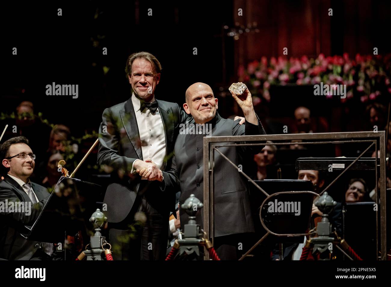 AMSTERDAM - Conductor Jaap van Zweden during the presentation of the Concertgebouw Prize for his contribution to the artistic profile of the Concertgebouw. At the age of 19, the 62-year-old Van Zweden became the youngest ever concertmaster of the Concertgebouworkest. ANP ROBIN VAN LONKHUIJSEN netherlands out - belgium out Stock Photo