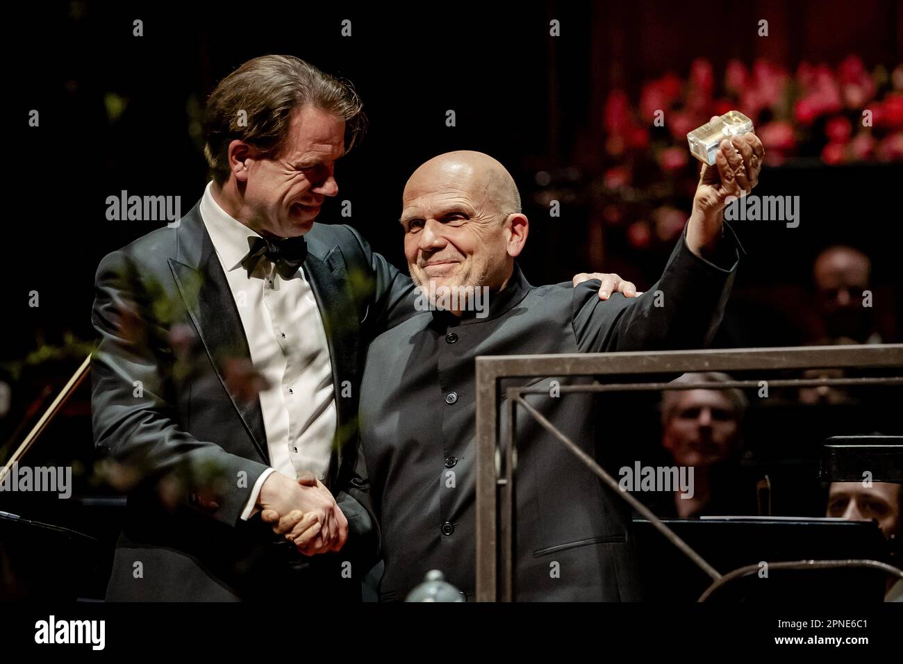 AMSTERDAM - Conductor Jaap van Zweden during the presentation of the Concertgebouw Prize for his contribution to the artistic profile of the Concertgebouw. At the age of 19, the 62-year-old Van Zweden became the youngest ever concertmaster of the Concertgebouworkest. ANP ROBIN VAN LONKHUIJSEN netherlands out - belgium out Stock Photo