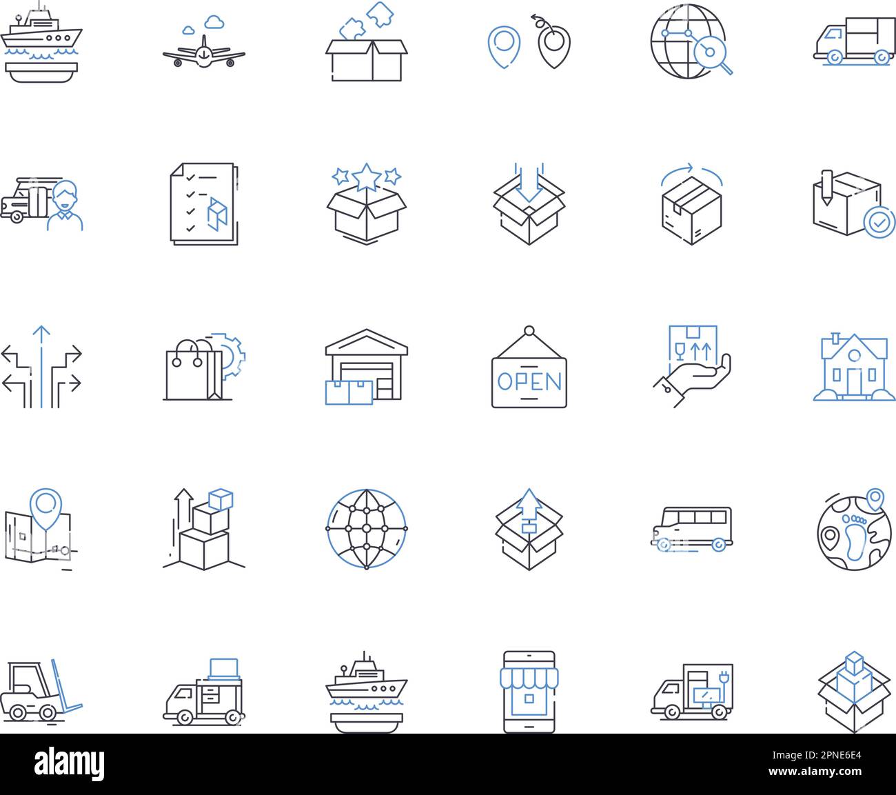 Swift delivery line icons collection. Rapid, Efficient, Expedited, Instant, Express, Prompt, Speedy vector and linear illustration. Lightning-fast Stock Vector