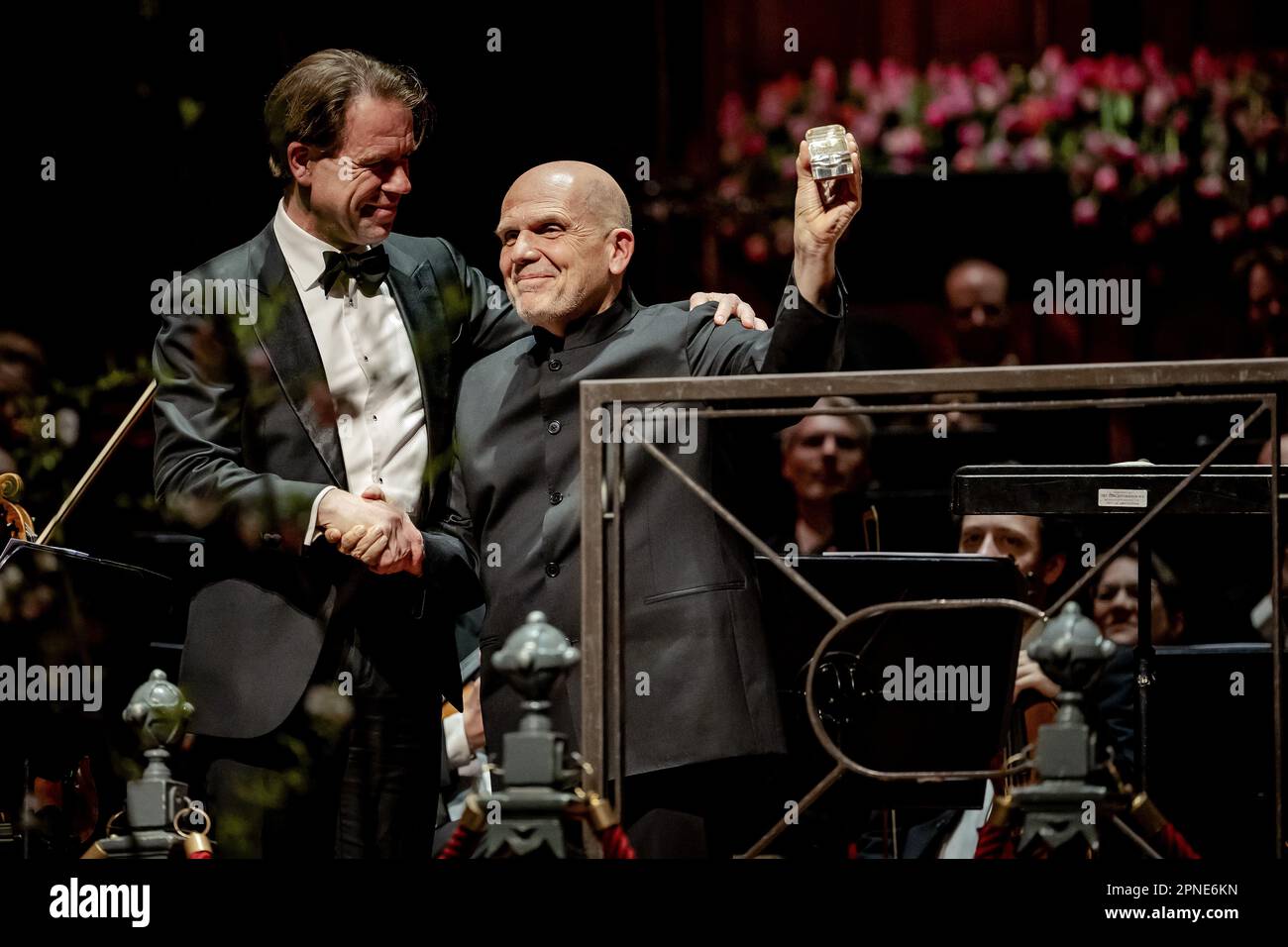 AMSTERDAM - Conductor Jaap van Zweden during the presentation of the Concertgebouw Award for his contribution to the artistic profile of the Concertgebouw. At the age of 19, the 62-year-old Van Zweden became the youngest ever concertmaster of the Concertgebouworkest. ANP ROBIN VAN LONKHUIJSEN netherlands out - belgium out Stock Photo