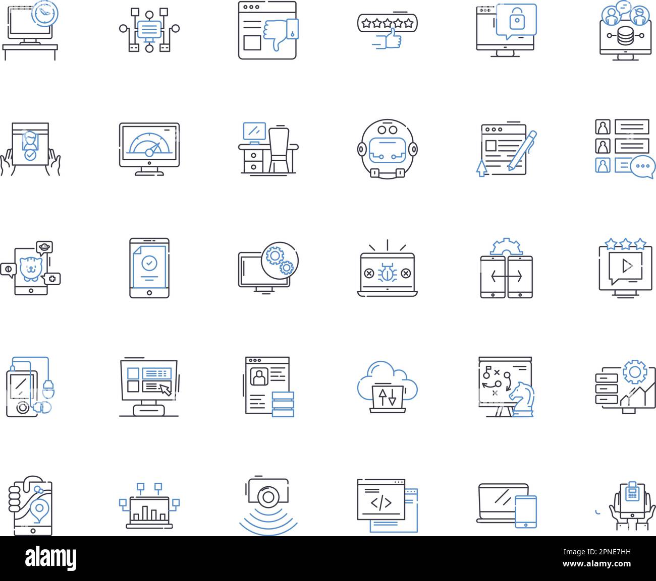 Appliance line icons collection. Microwave, Refrigerator, Stove, Oven, Dishwasher, Blender, Toaster vector and linear illustration. Coffee maker Stock Vector