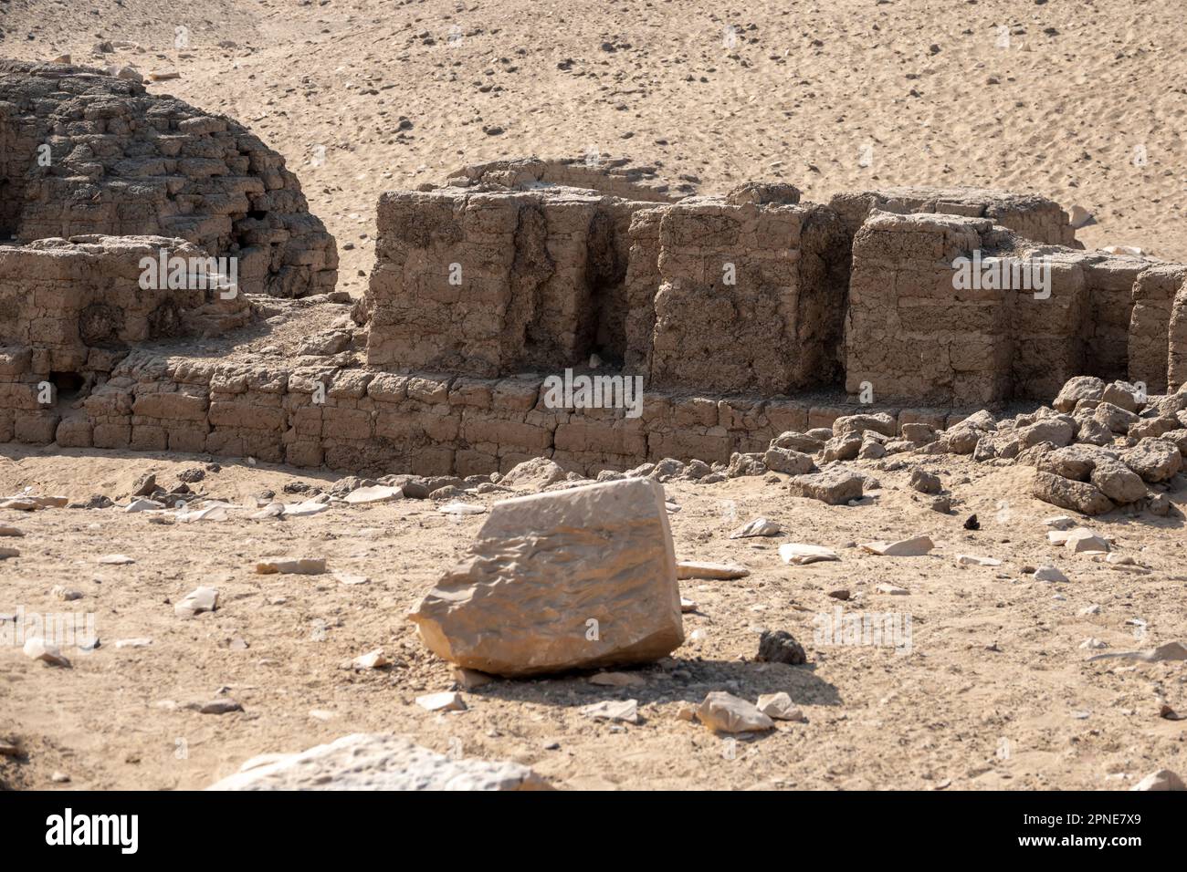 Ramesses II limestone 'temple of the monkeys' Kom el Sultan, Abydos, Middle Egypt, Stock Photo