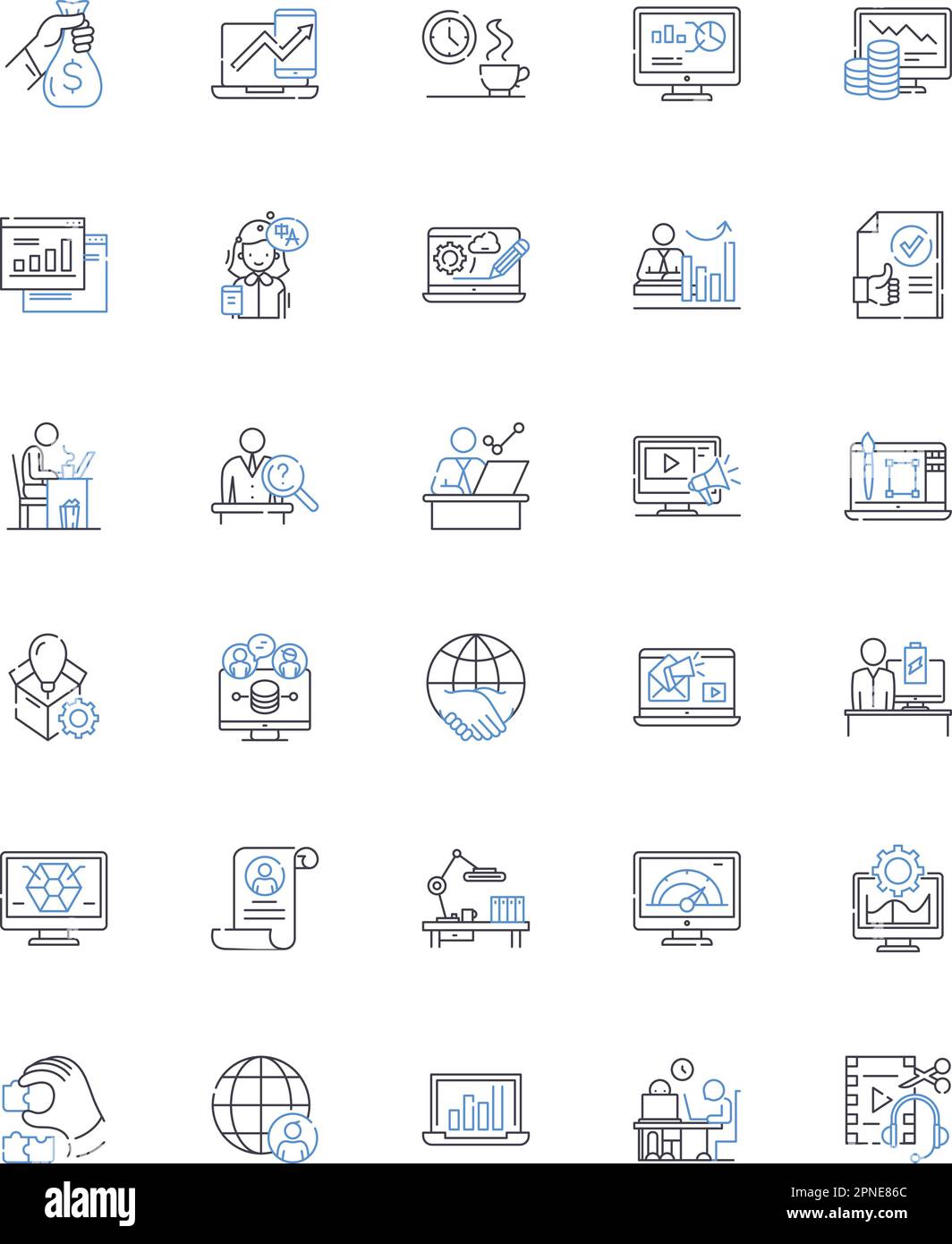 Collaboration and teamwork line icons collection. Synergy, Cohesion ...