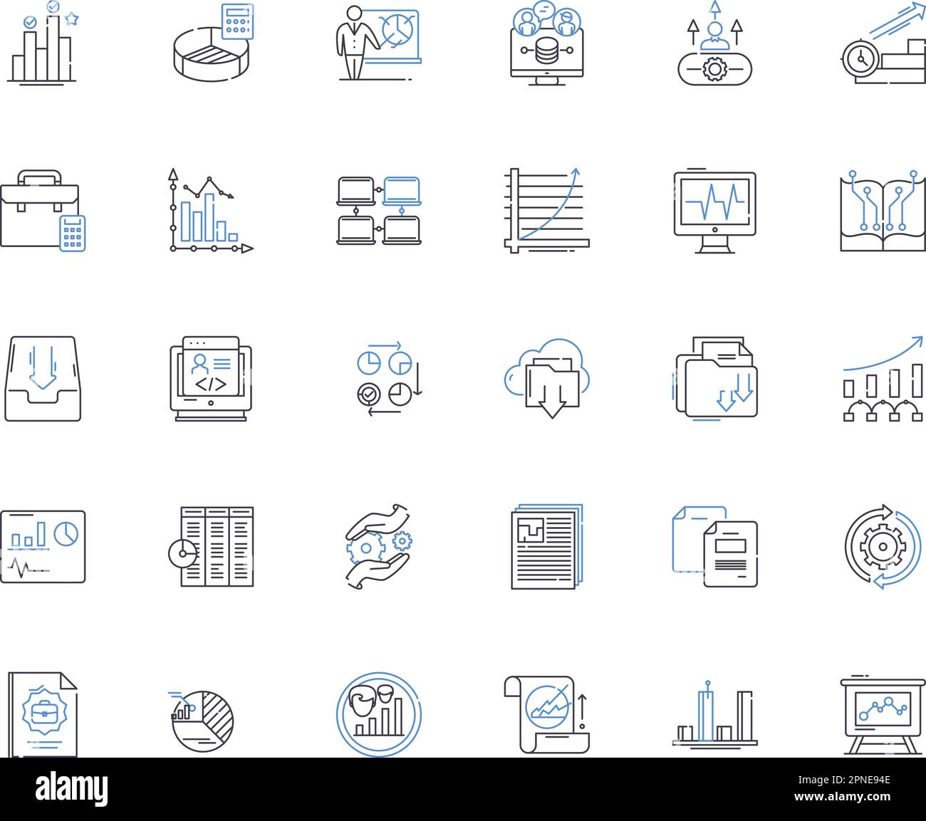Figures line icons collection. Statistic, Analysis, Diagram, Graph, Chart, Visualization, Infographic vector and linear illustration. Diagrammatic Stock Vector