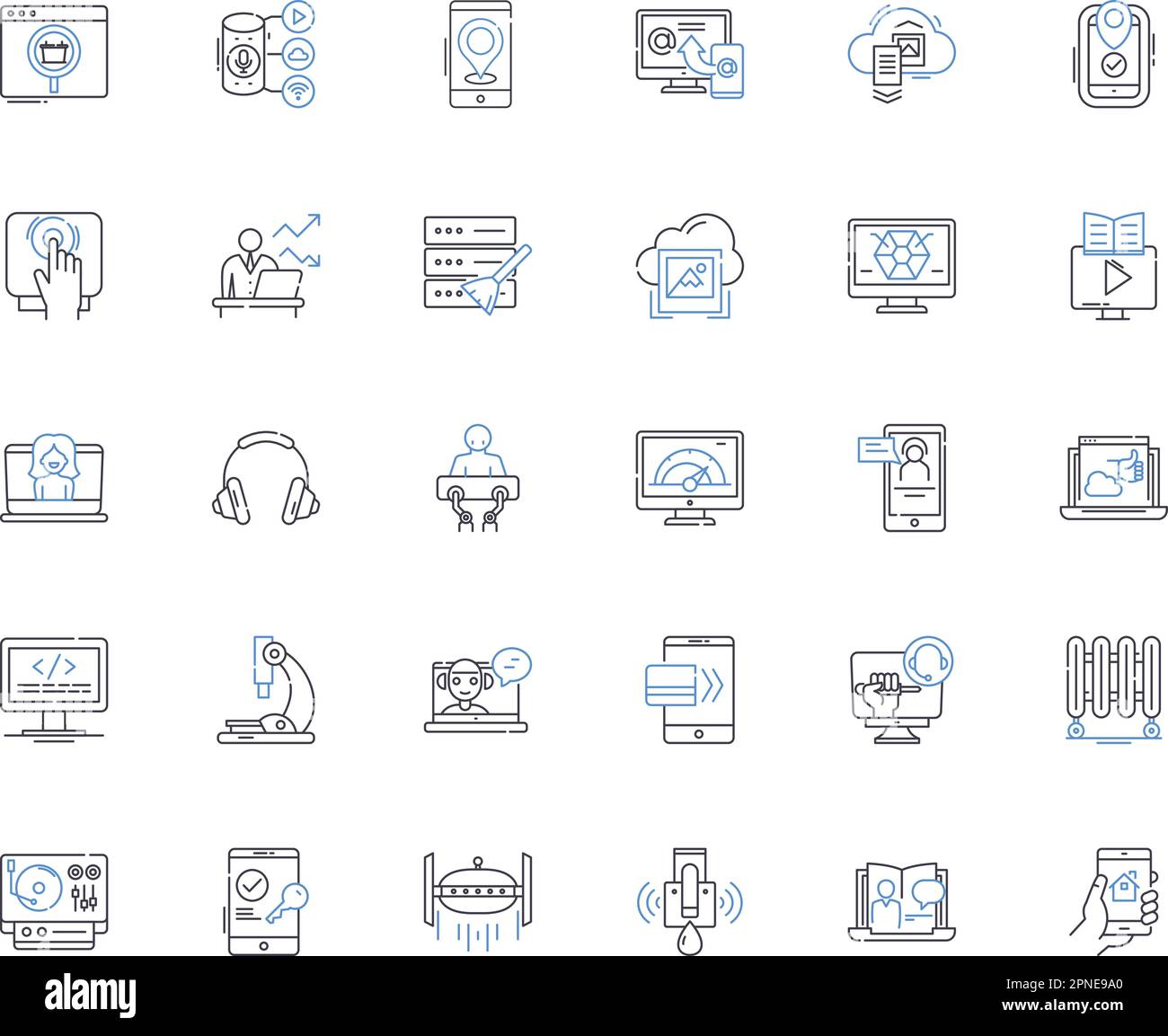 Items and things line icons collection. Artifact, Accessory, Appliance, Apparatus, Contraption, Device, Gadget vector and linear illustration Stock Vector