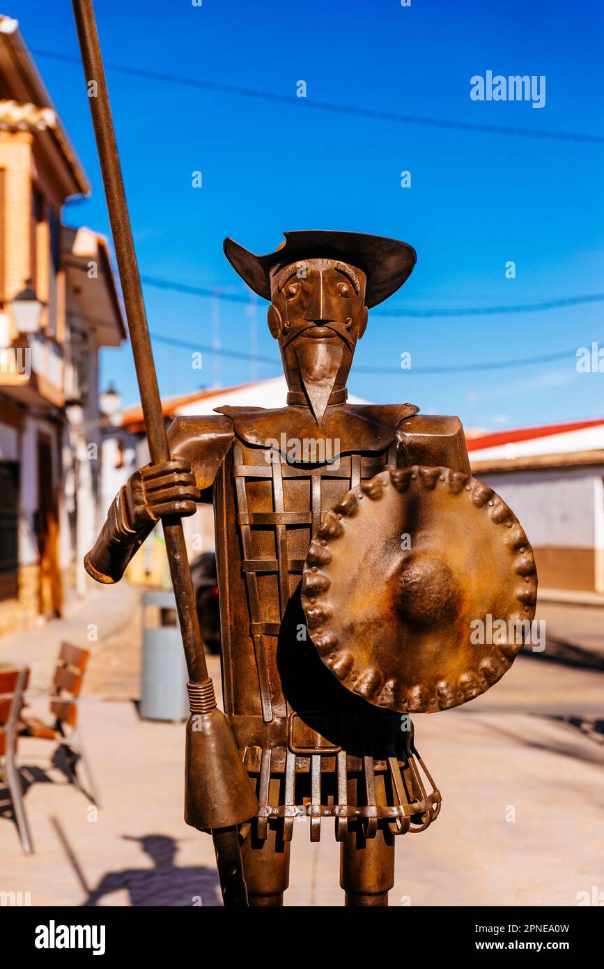 Don Quixote sculpture. Sculpture by Jose Antonio Martin Ortega. Tembleque, Toledo, Castilla-La Mancha, Spain, Europe Stock Photo