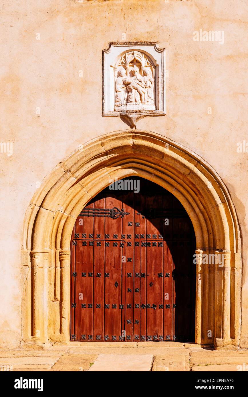 Church of Santa María del Mercado is a Catholic temple, 15th century. On the facade there is a door in the shape of an ogival arch and a small alabast Stock Photo