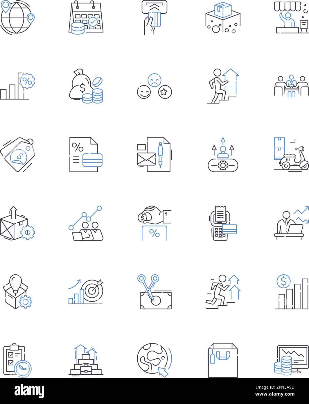 Gain and earnings line icons collection. Profit, Revenue, Income, Return, Gains, Yield, Benefit vector and linear illustration. Reward,Earn,Accumulate Stock Vector
