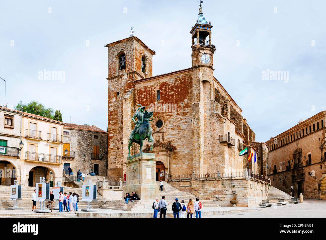 Church of San Martin, Plaza Mayor, Main Square. Trujillo, Cáceres, Extremadura, Spain, Europe Stock Photo