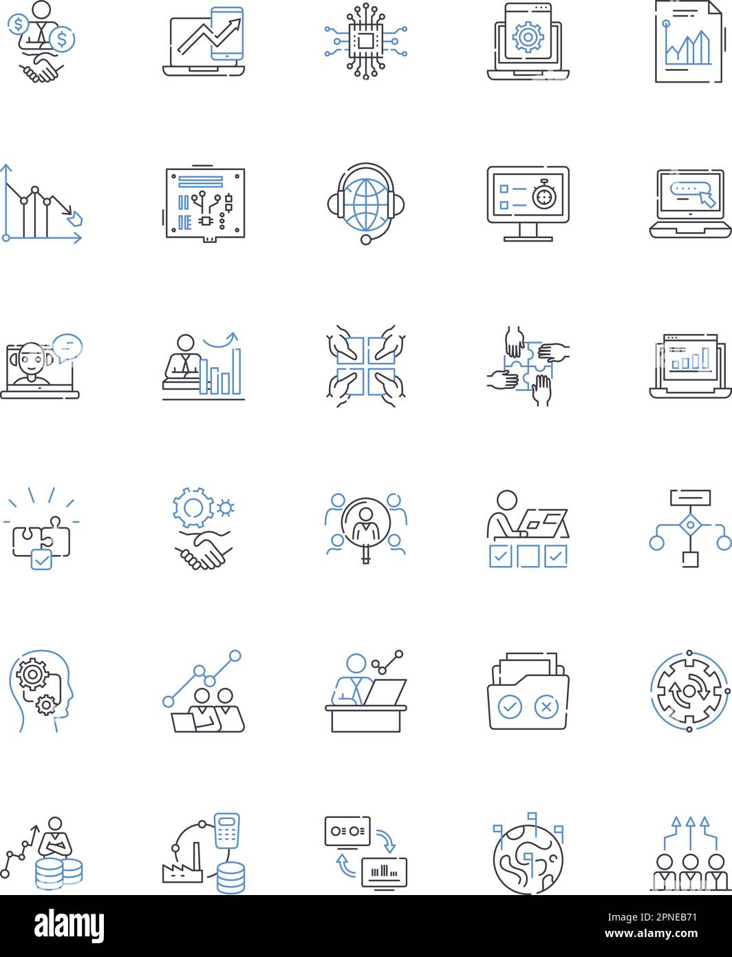 Data analysis line icons collection. Analytics, Statistics, Modeling, Visualization, Interpolation, Segmentation, Regression vector and linear Stock Vector
