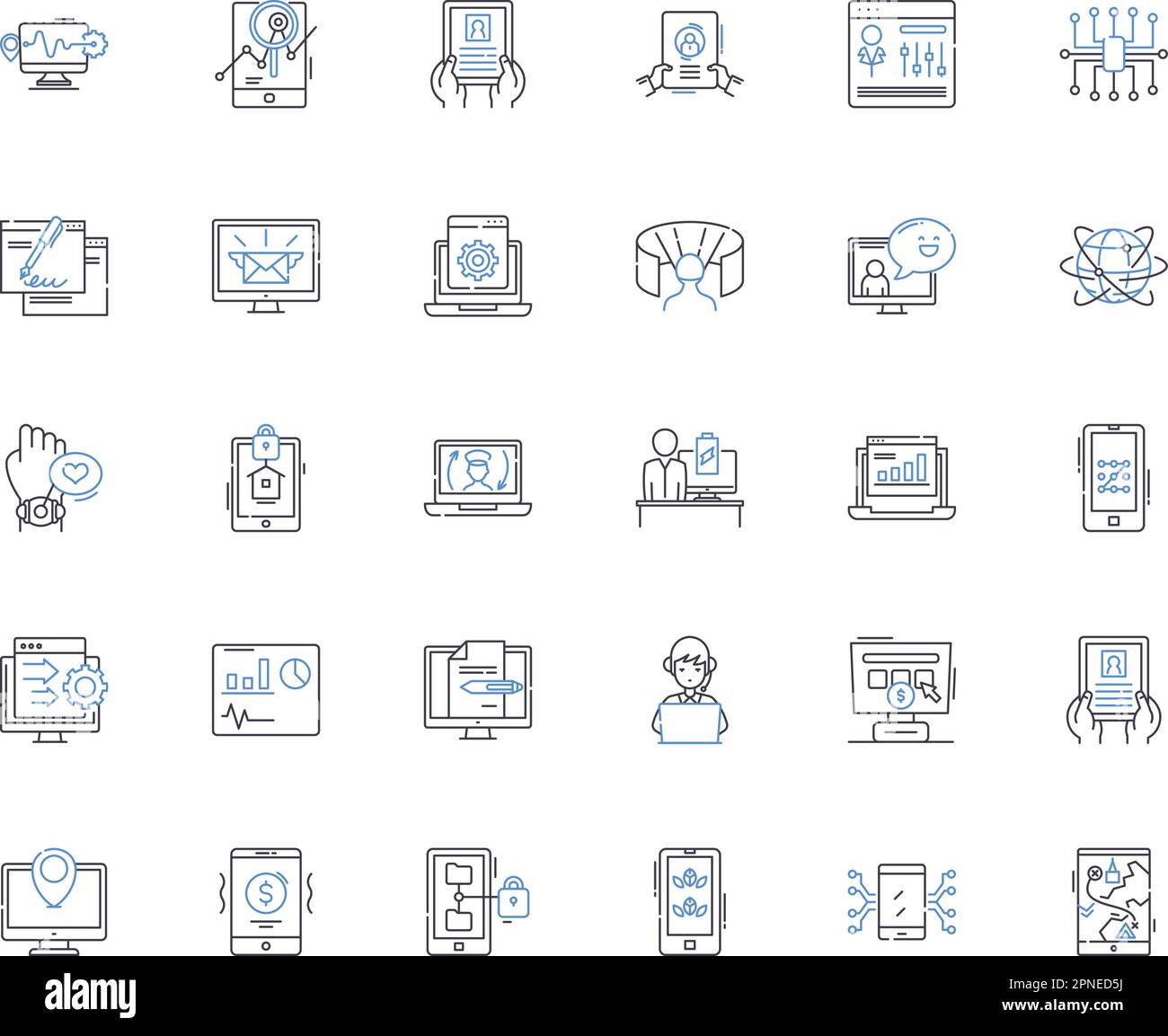Electronics line icons collection. Circuitry, Voltage, Amplifier, Transistor, Capacitor, Microcontroller, Diode vector and linear illustration Stock Vector