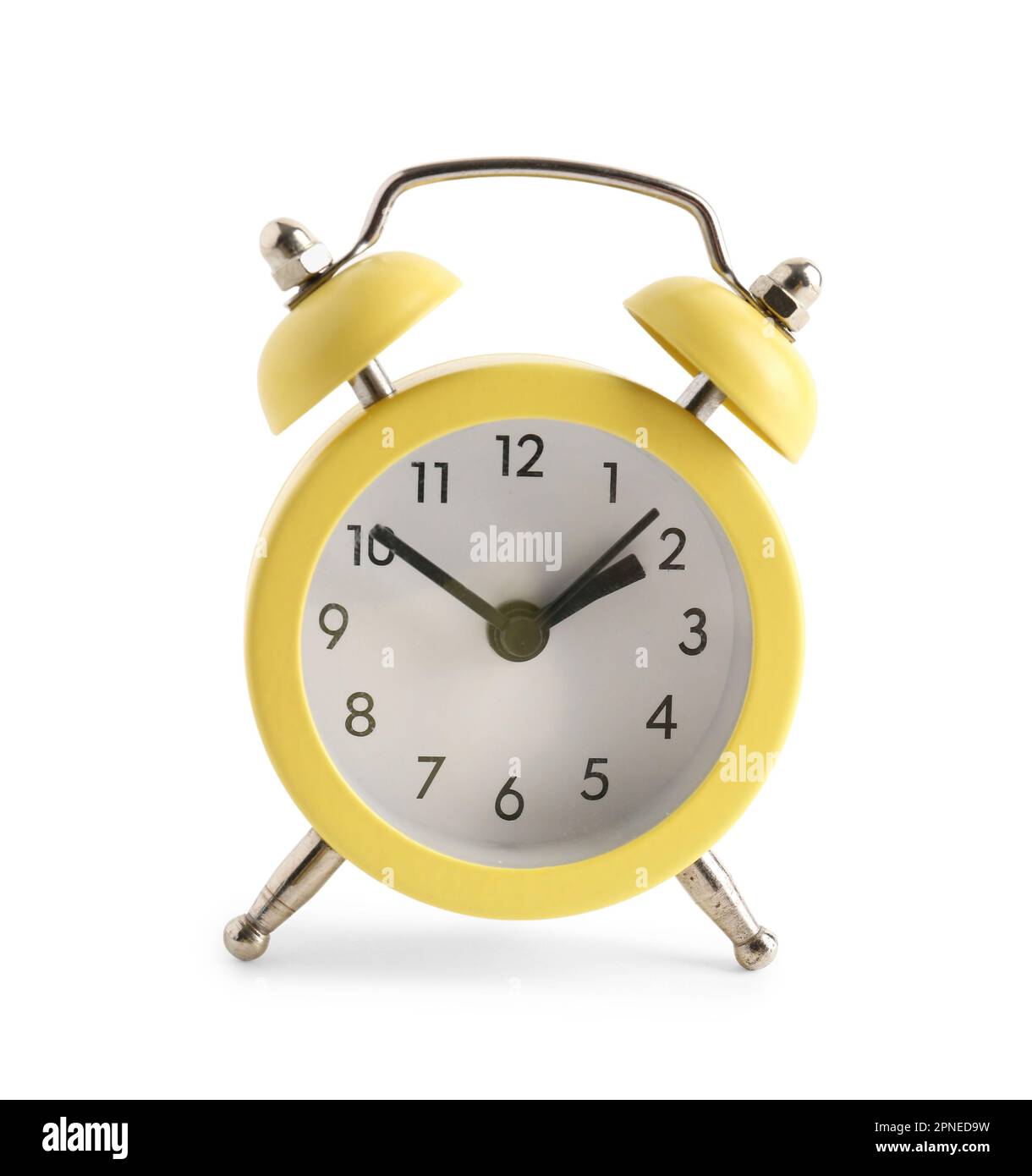 Yellow alarm clock isolated on white background Stock Photo - Alamy