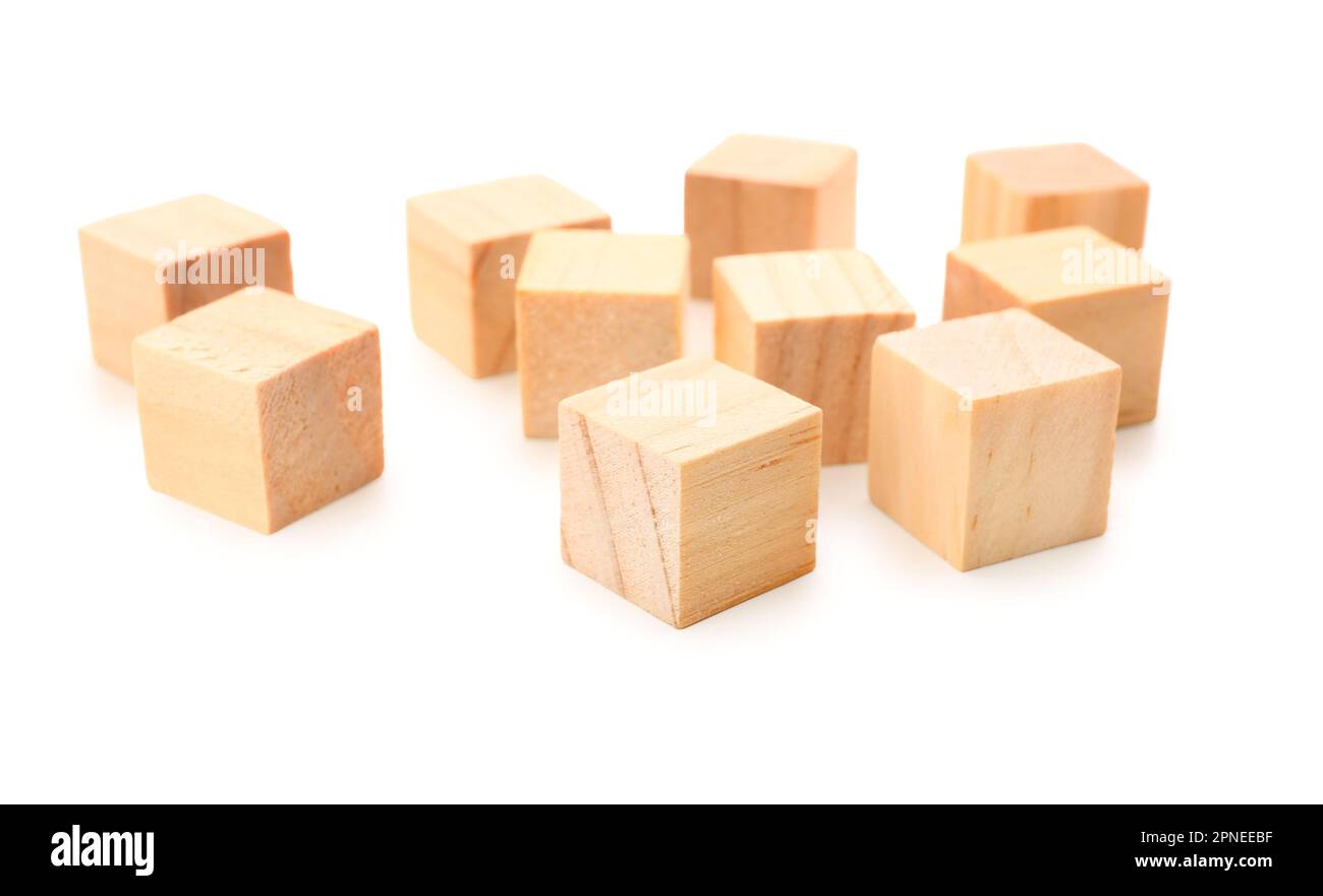Wooden cubes isolated on white background Stock Photo - Alamy