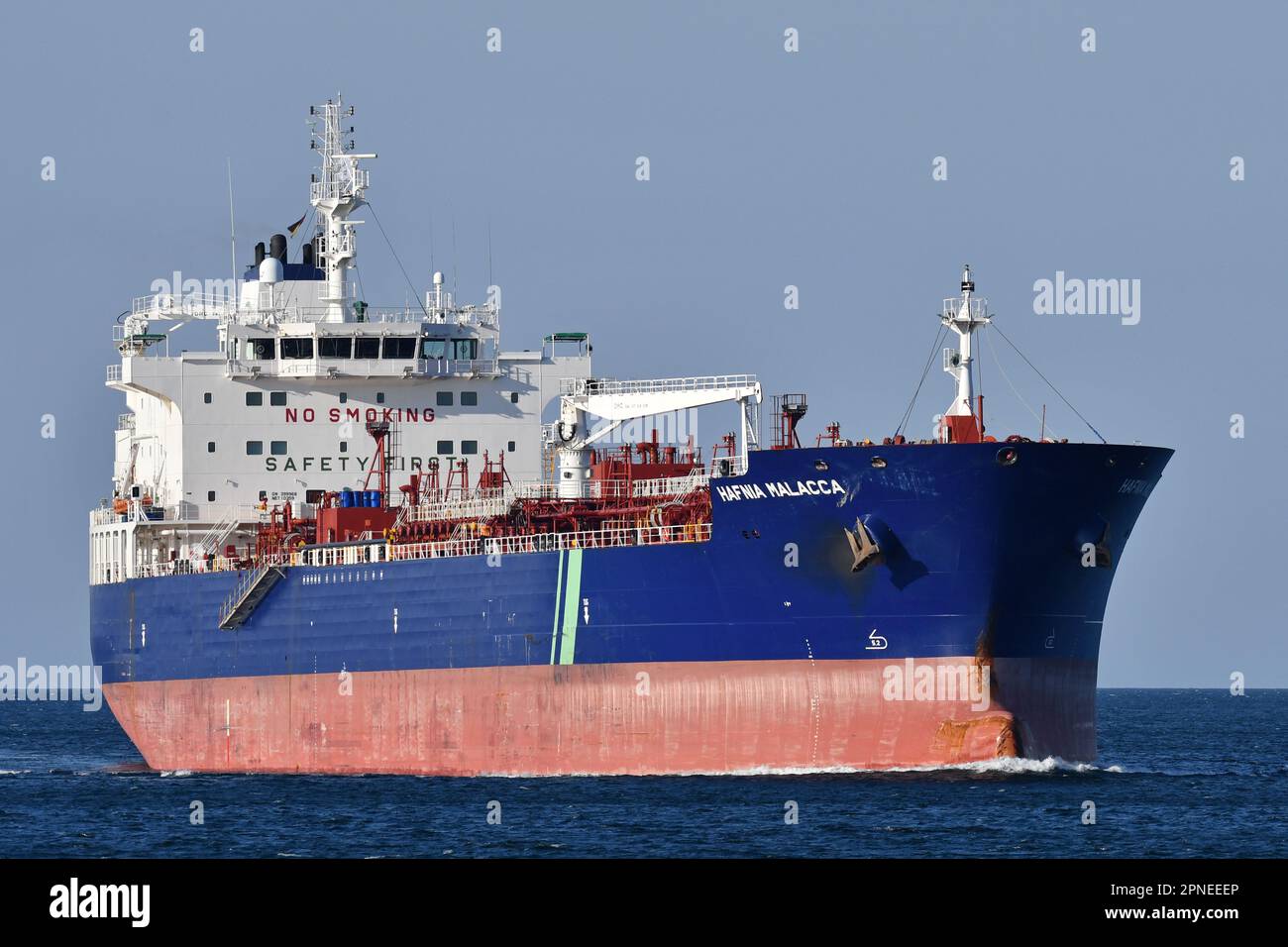 Chemical/Oil Products Tanker HAFNIA MALACCA at the Kiel Fjord Stock Photo
