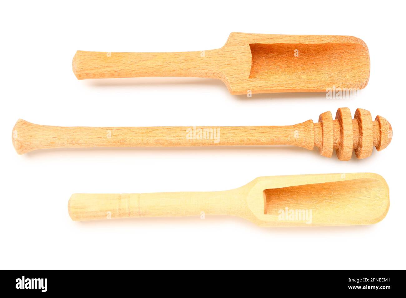 Set of wooden kitchen utensils isolated on white background Stock Photo ...